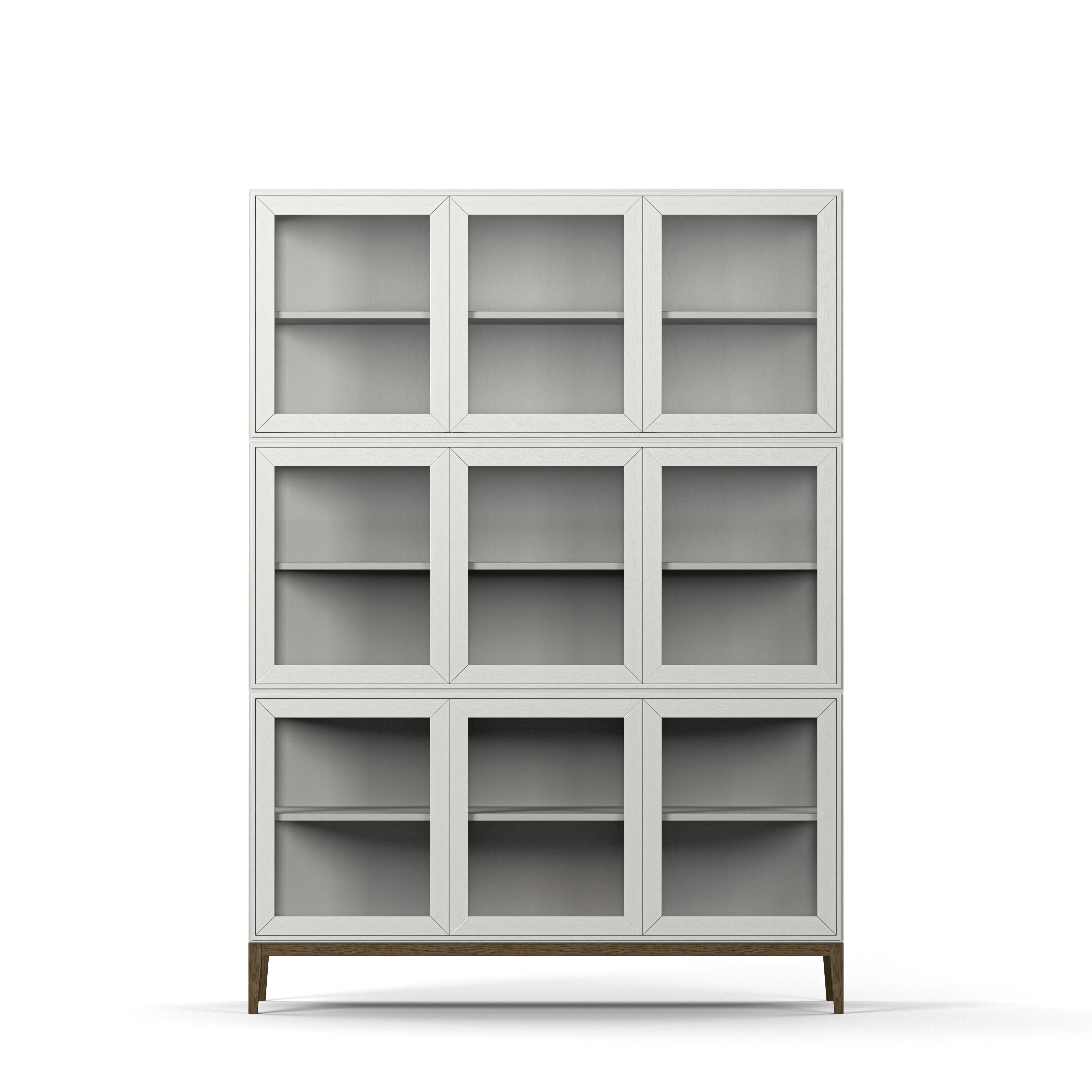 Englesson Skåp Edge 2.0 Vitrinskåp 3 Dörrar, 3-Sektion #Variant_White & Burned Walnut