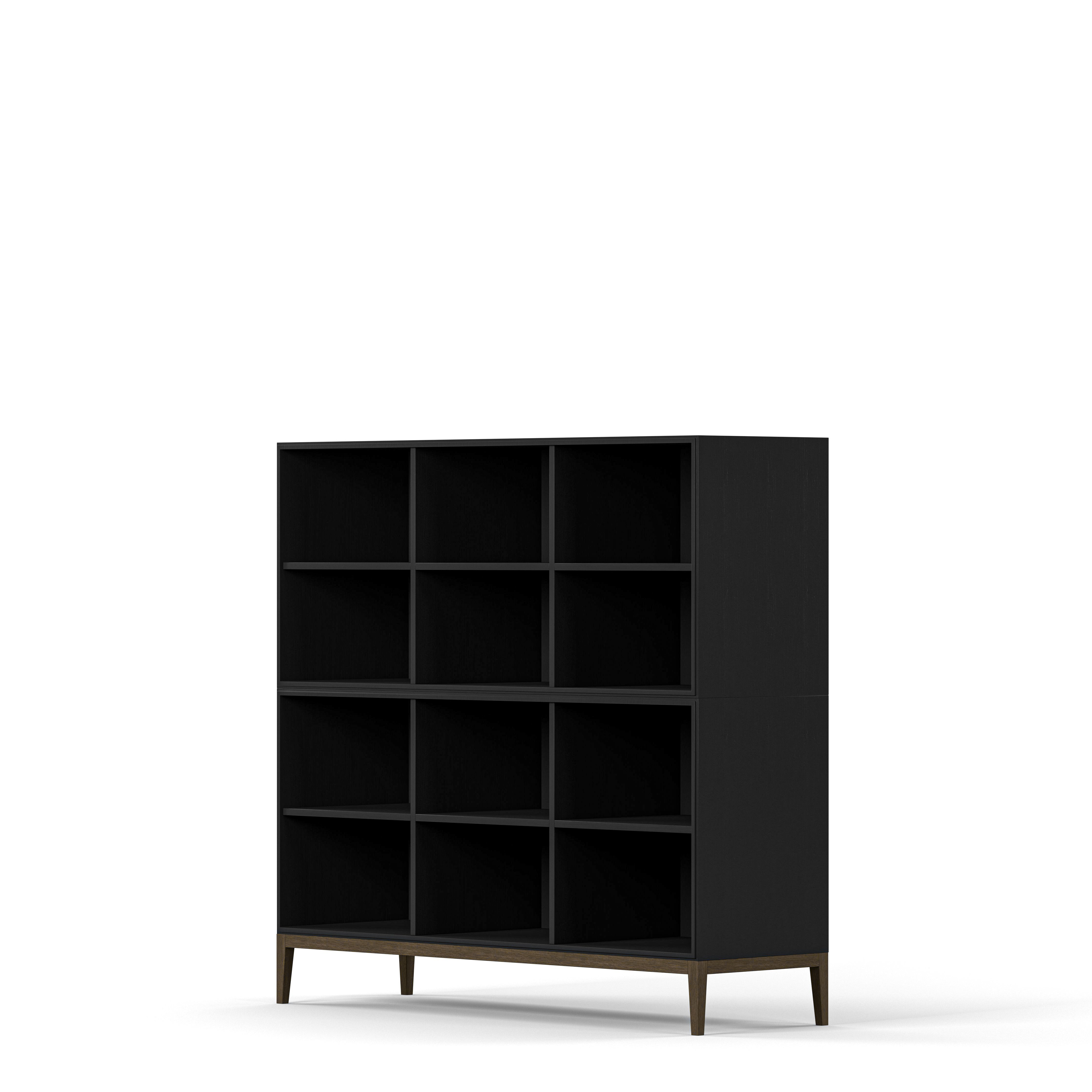 Englesson Bokhyllor Edge 2.0 Bokhylla 3 Hyllor, 2-Sektion #Variant_Black Brushed & Burned Walnut