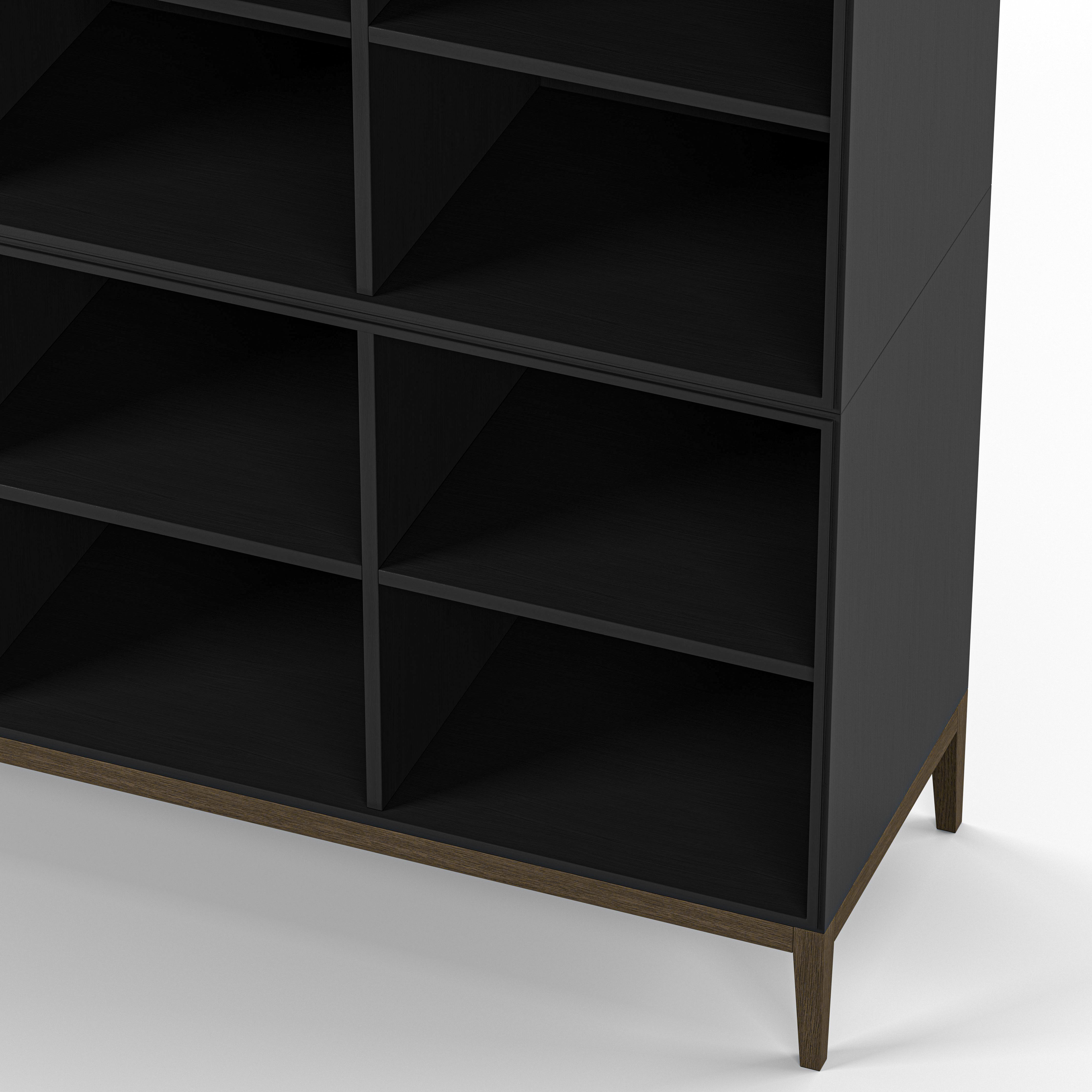 Englesson Bokhyllor Edge 2.0 Bokhylla 3 Hyllor, 2-Sektion #Variant_Black Brushed & Burned Walnut