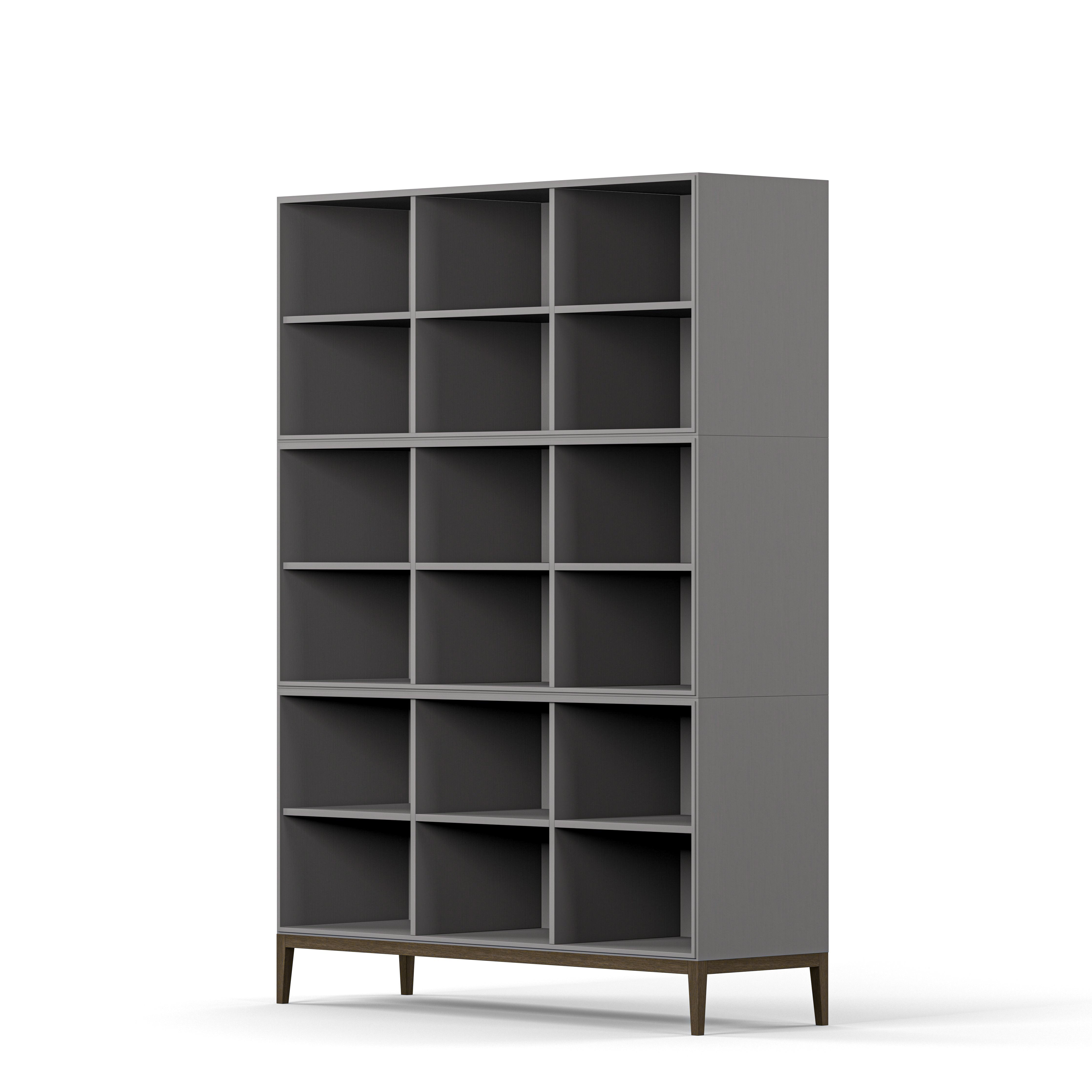 Englesson Bokhyllor Edge 2.0 Bokhylla 3 Hyllor, 3-Sektion #Variant_Grey Brushed & Burned Walnut
