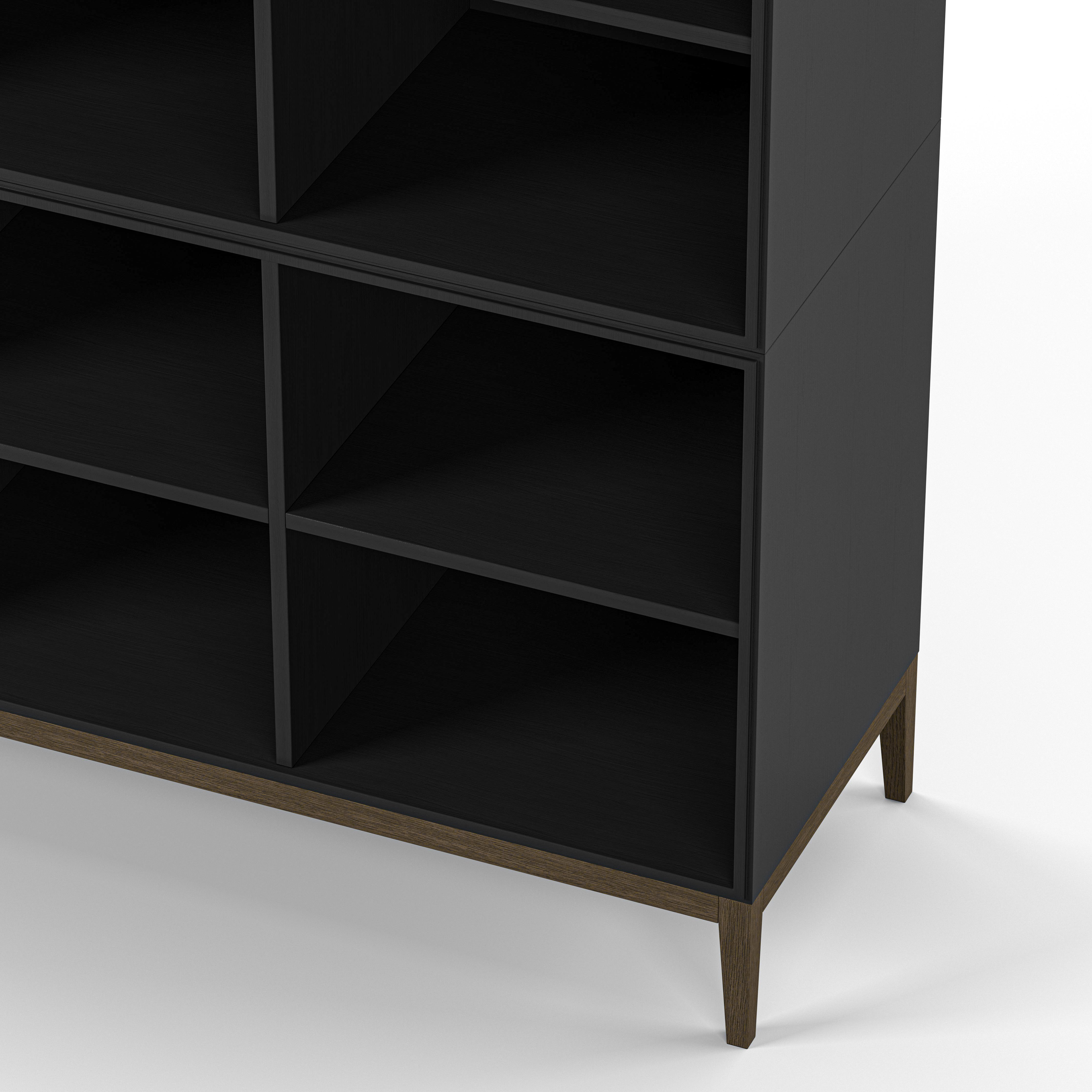 Englesson Bokhyllor Edge 2.0 Bokhylla 4 Hyllor, 3-Sektion #Variant_Black Brushed & Burned Walnut