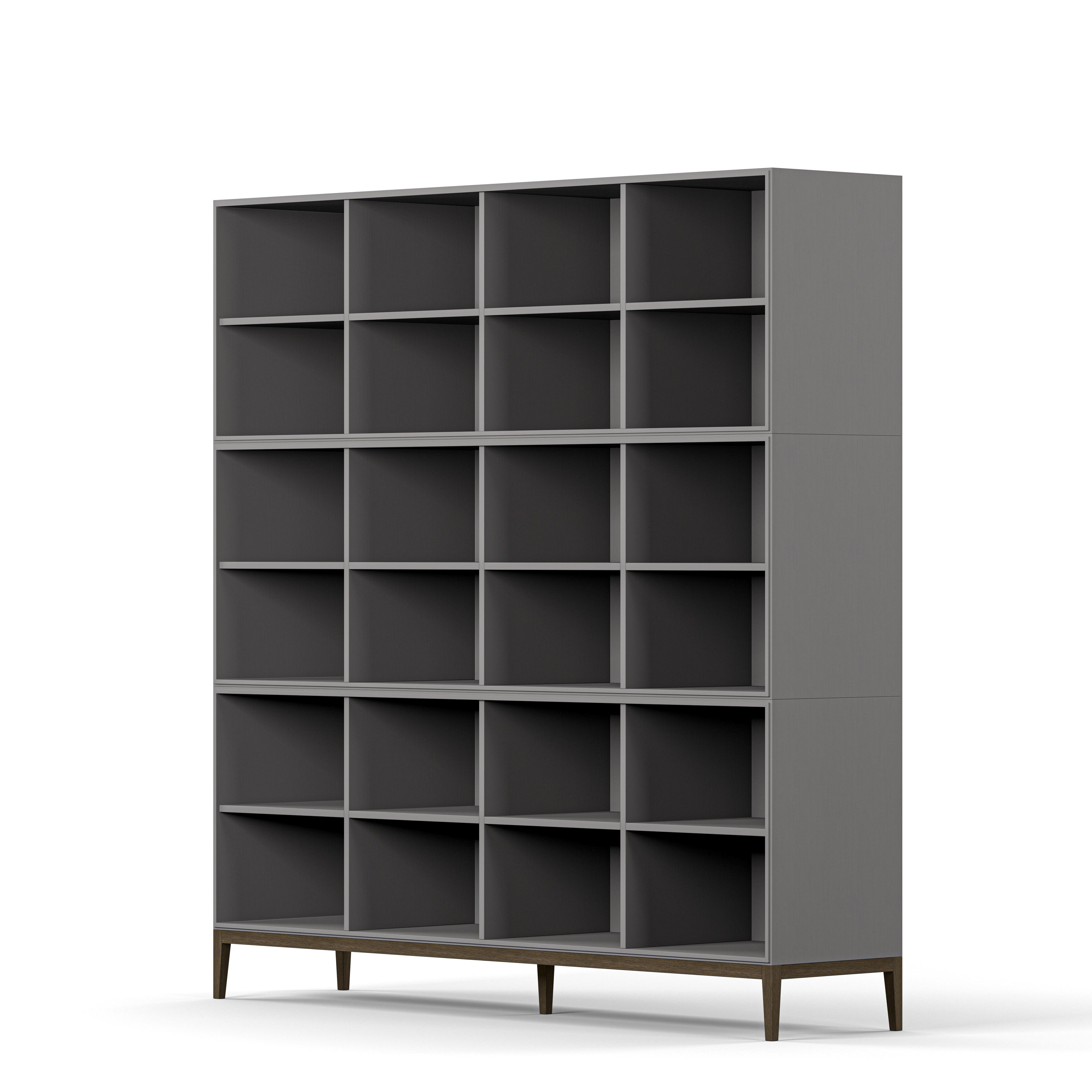 Englesson Bokhyllor Edge 2.0 Bokhylla 4 Hyllor, 3-Sektion #Variant_Grey Brushed & Burned Walnut