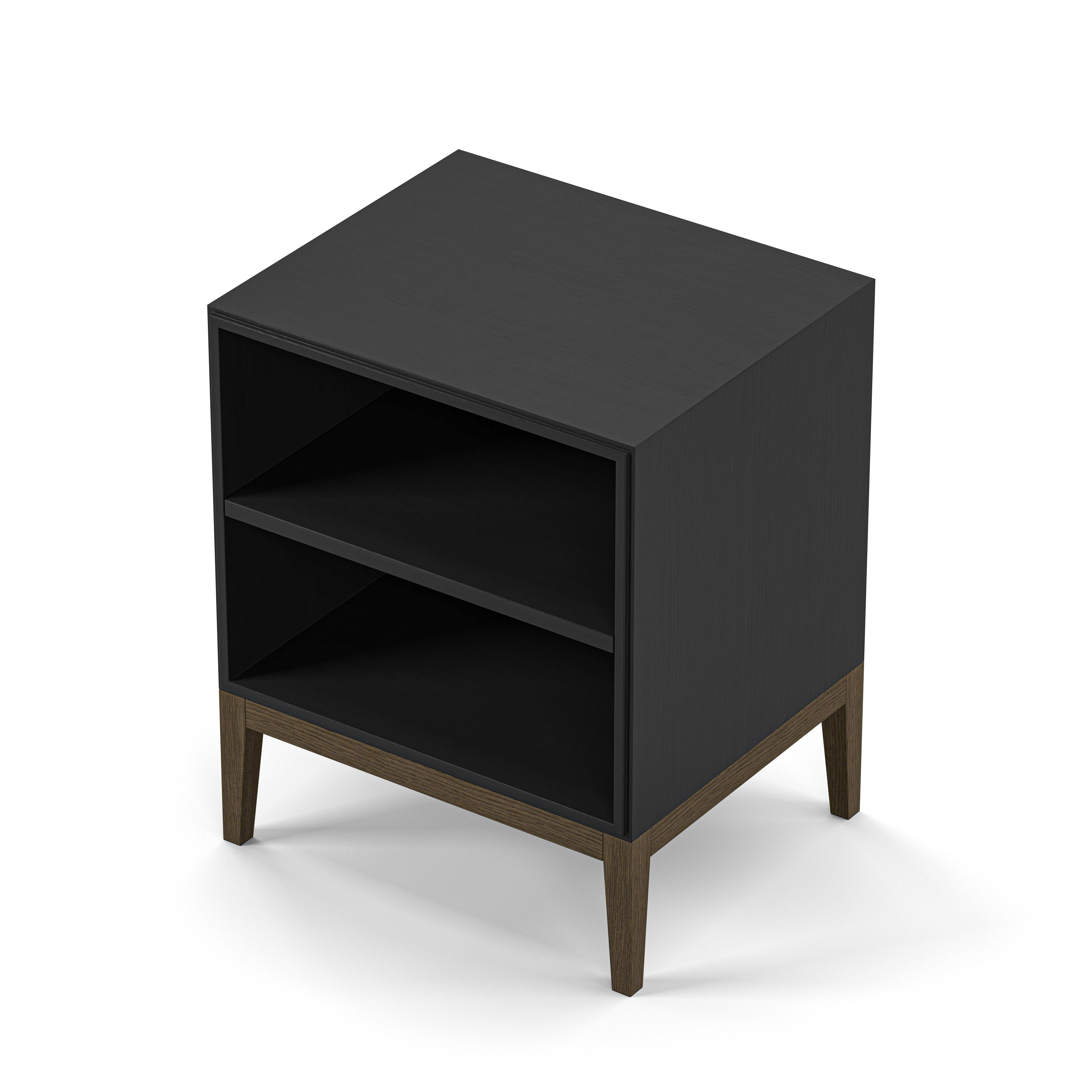 Englesson Bord Edge 2.0 Sängbord Med Hylla #Variant_Black Brushed & Burned Walnut