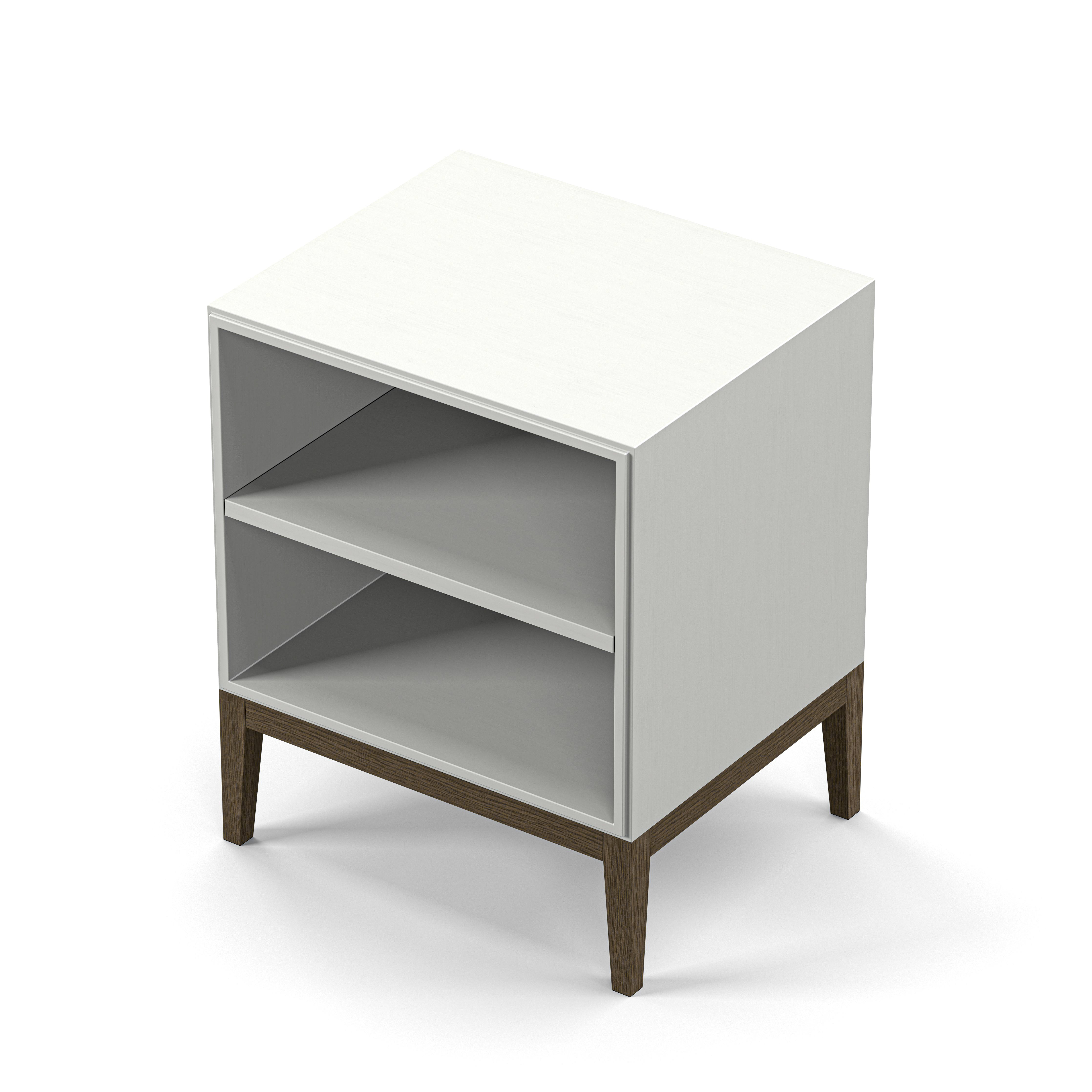 Englesson Bord Edge 2.0 Sängbord Med Hylla #Variant_White & Burned Walnut