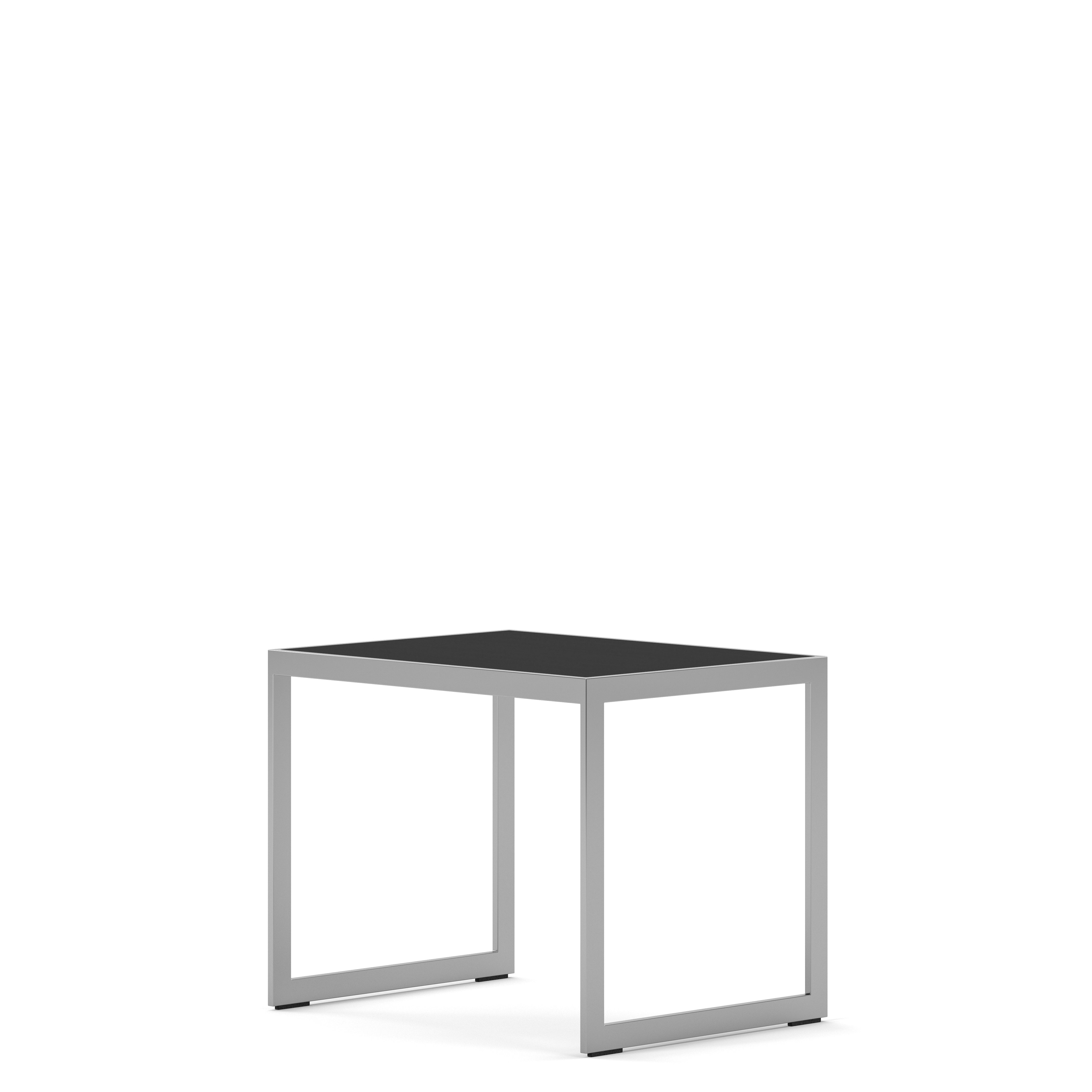 Englesson Bord Square Sidobord #Variant_Silvergrå Metall & Black Oak