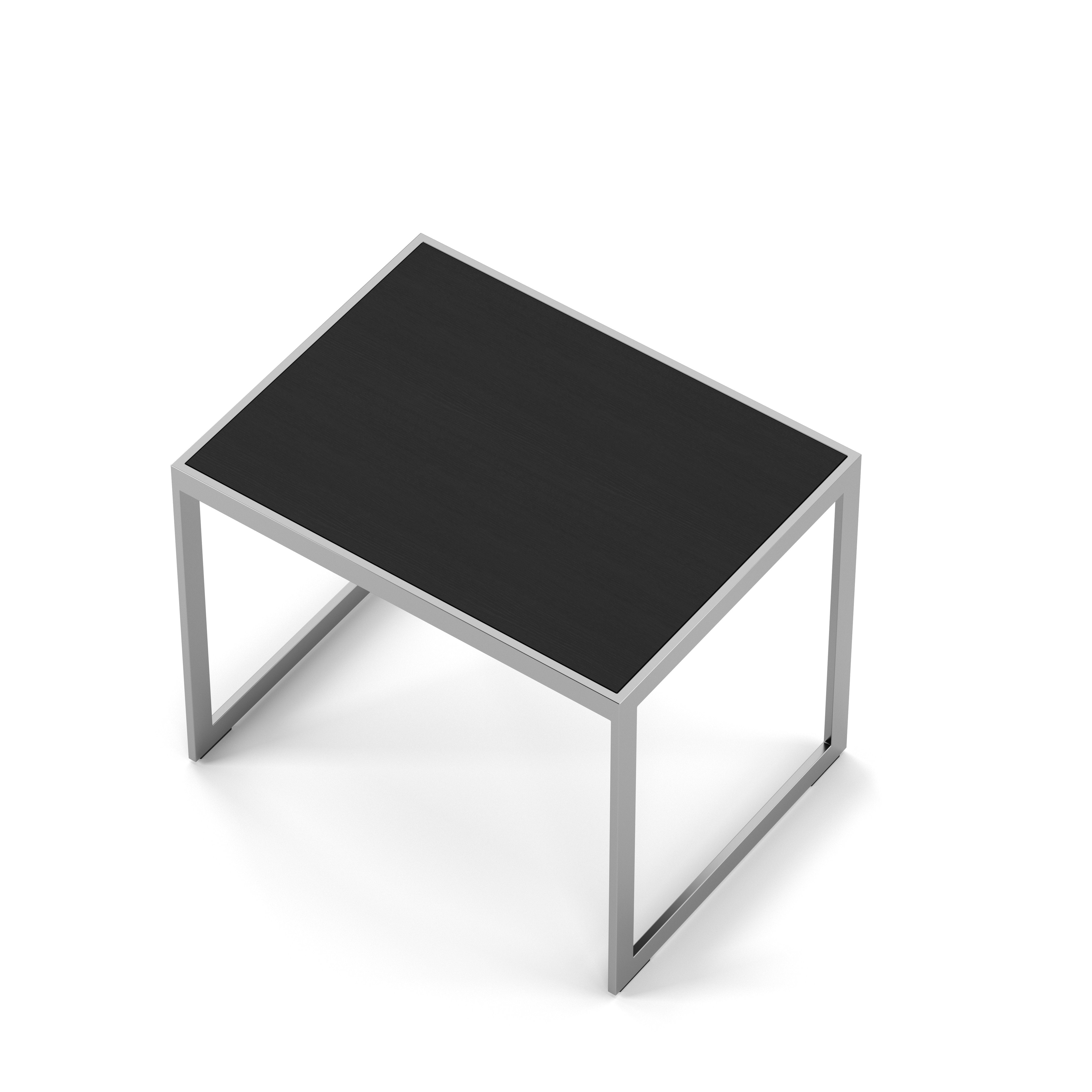 Englesson Bord Square Sidobord #Variant_Silvergrå Metall & Black Oak