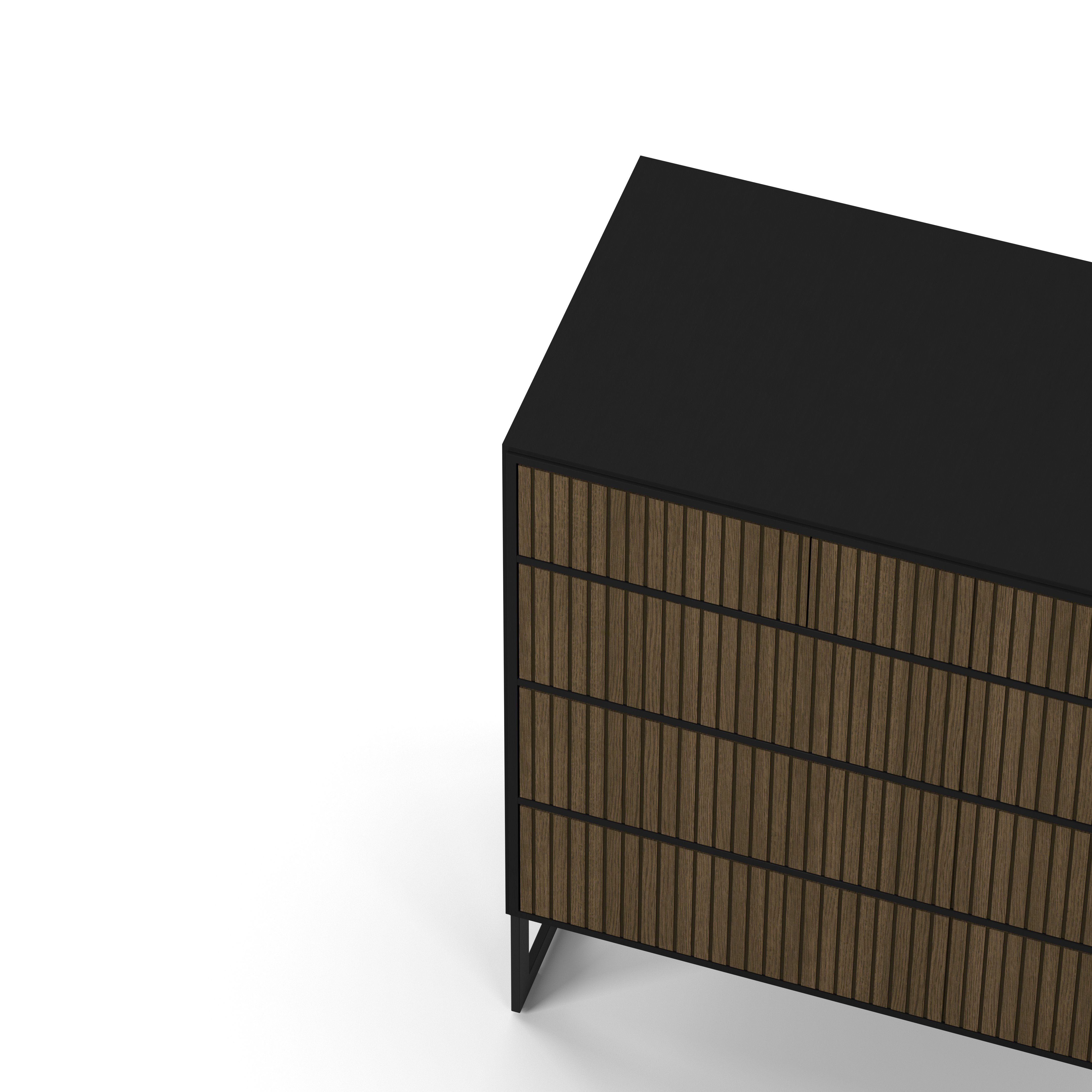 Englesson Byrå Line Burned Walnut Byrå 3+3 Lådor Hög #Variant_Black & Burned Walnut