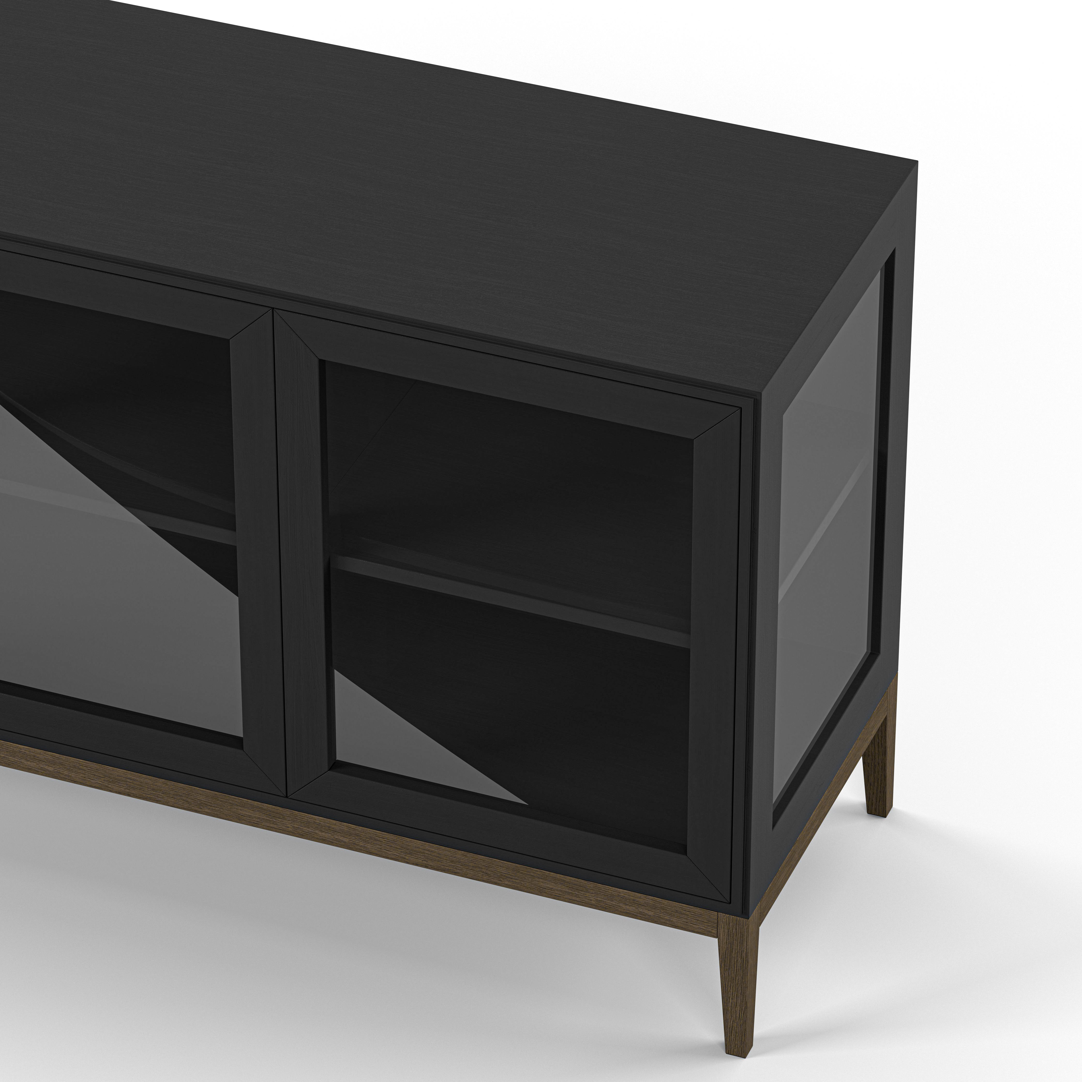 Englesson Skåp Edge 2.0 Vitrinskåp 3 Dörrar, 1-Sektion #Variant_Black Brushed & Burned Walnut