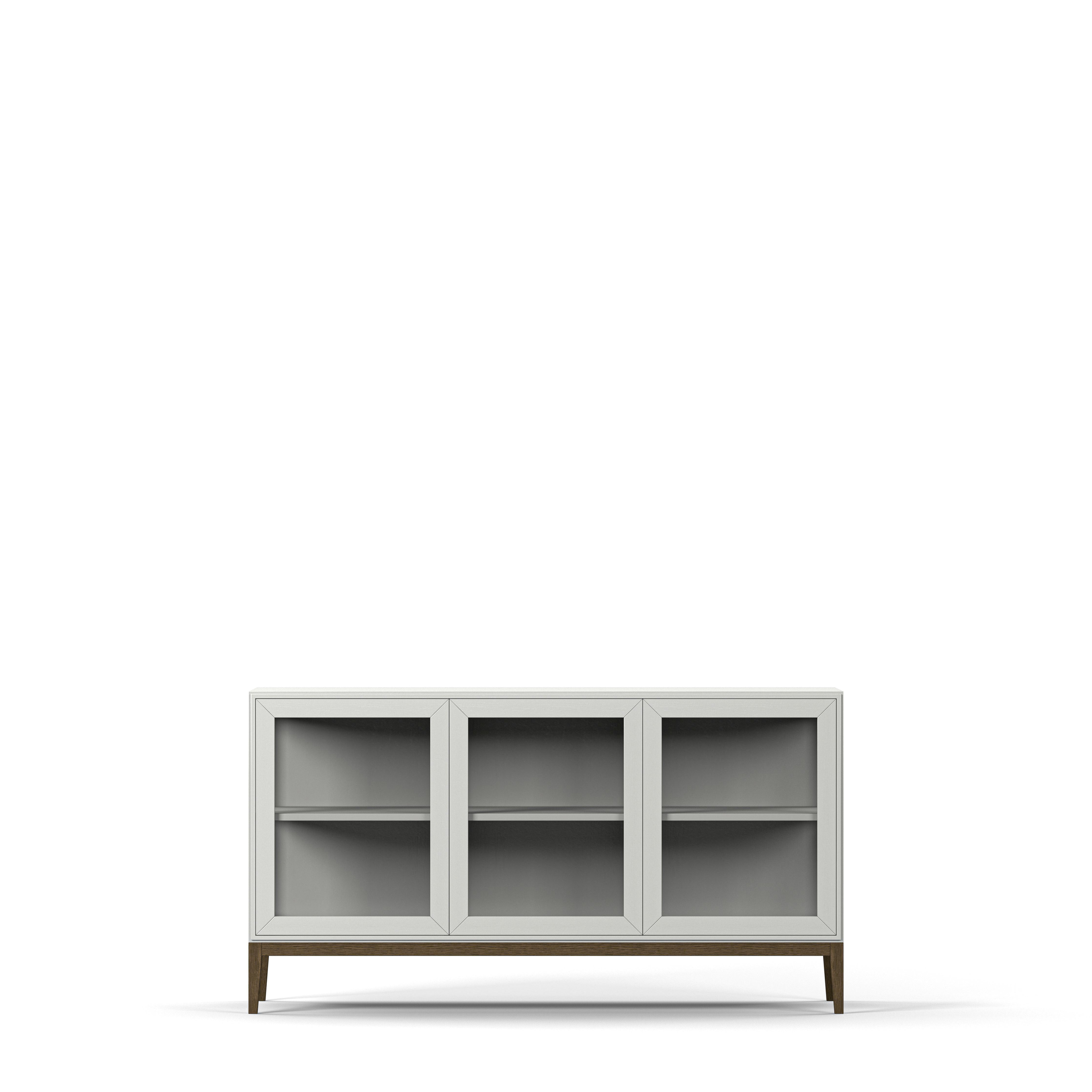 Englesson Skåp White & Burned Walnut Edge 2.0 Vitrinskåp 3 Dörrar, 1-Sektion 7123DB-BW #Variant_White & Burned Walnut