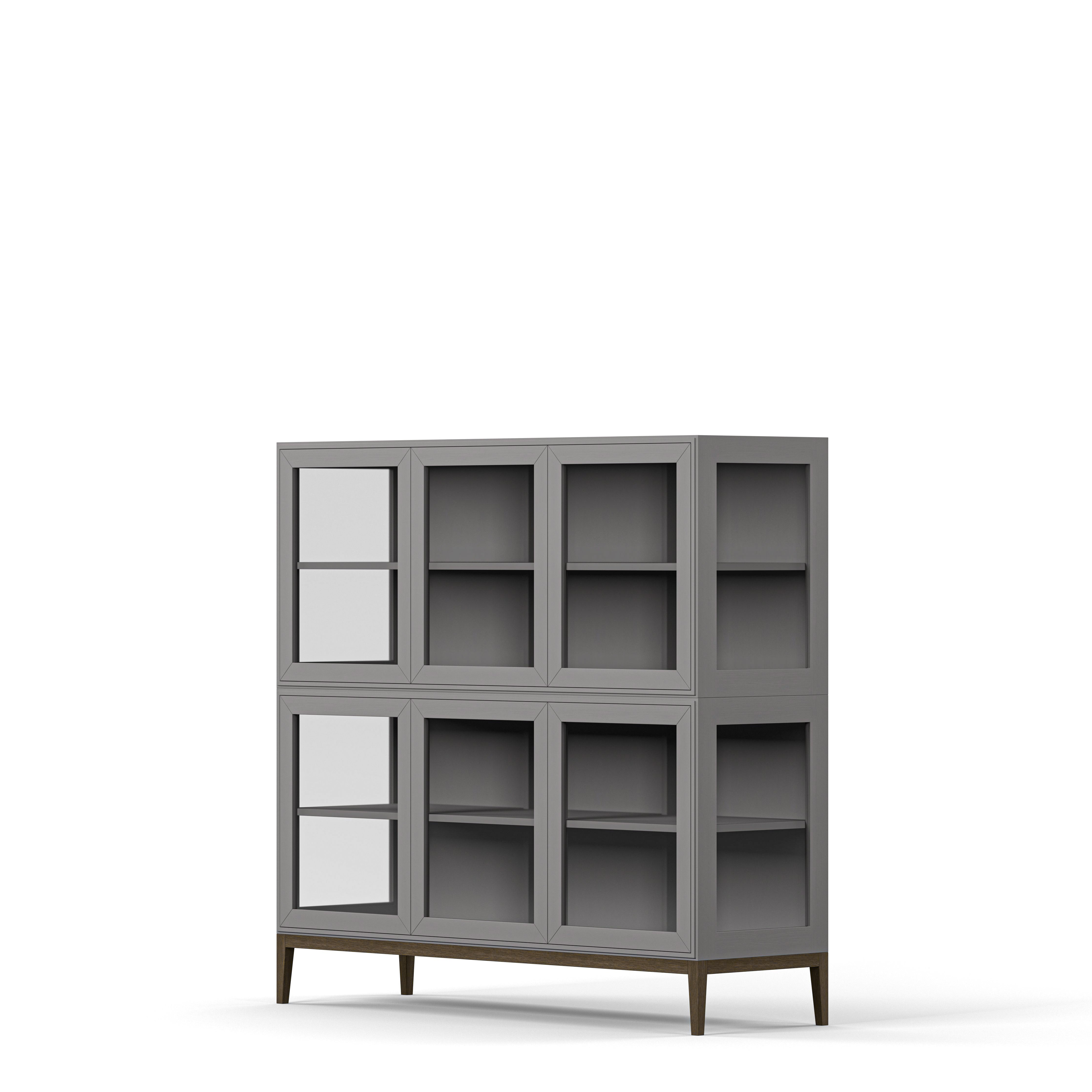 Englesson Skåp Edge 2.0 Vitrinskåp 3 Dörrar, 2-Sektion #Variant_Grey Brushed & Burned Walnut