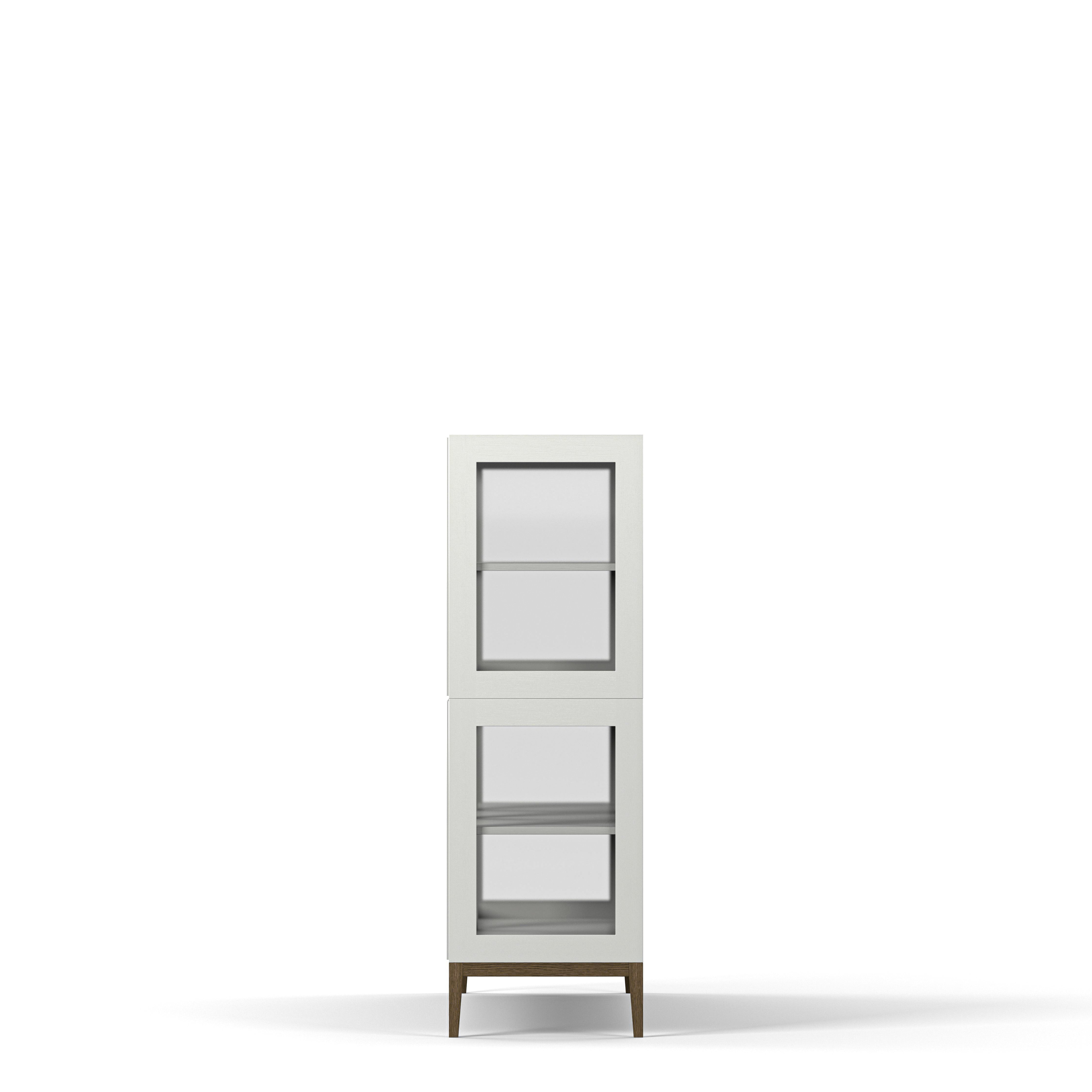 Englesson Skåp Edge 2.0 Vitrinskåp 3 Dörrar, 2-Sektion #Variant_White & Burned Walnut