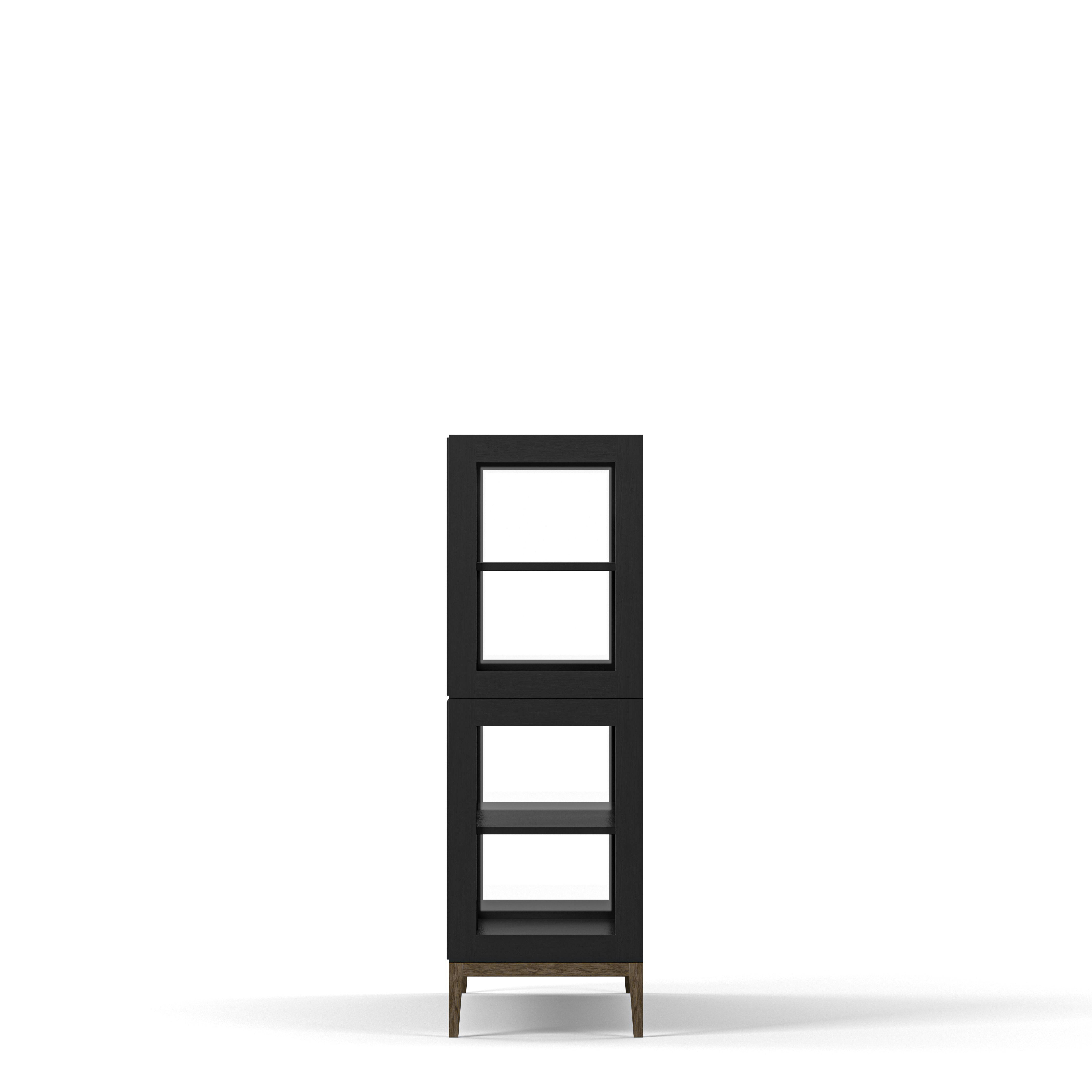 Englesson Skåp Edge 2.0 Vitrinskåp 3 Dörrar, 2-Sektion #Variant_Black Brushed & Burned Walnut