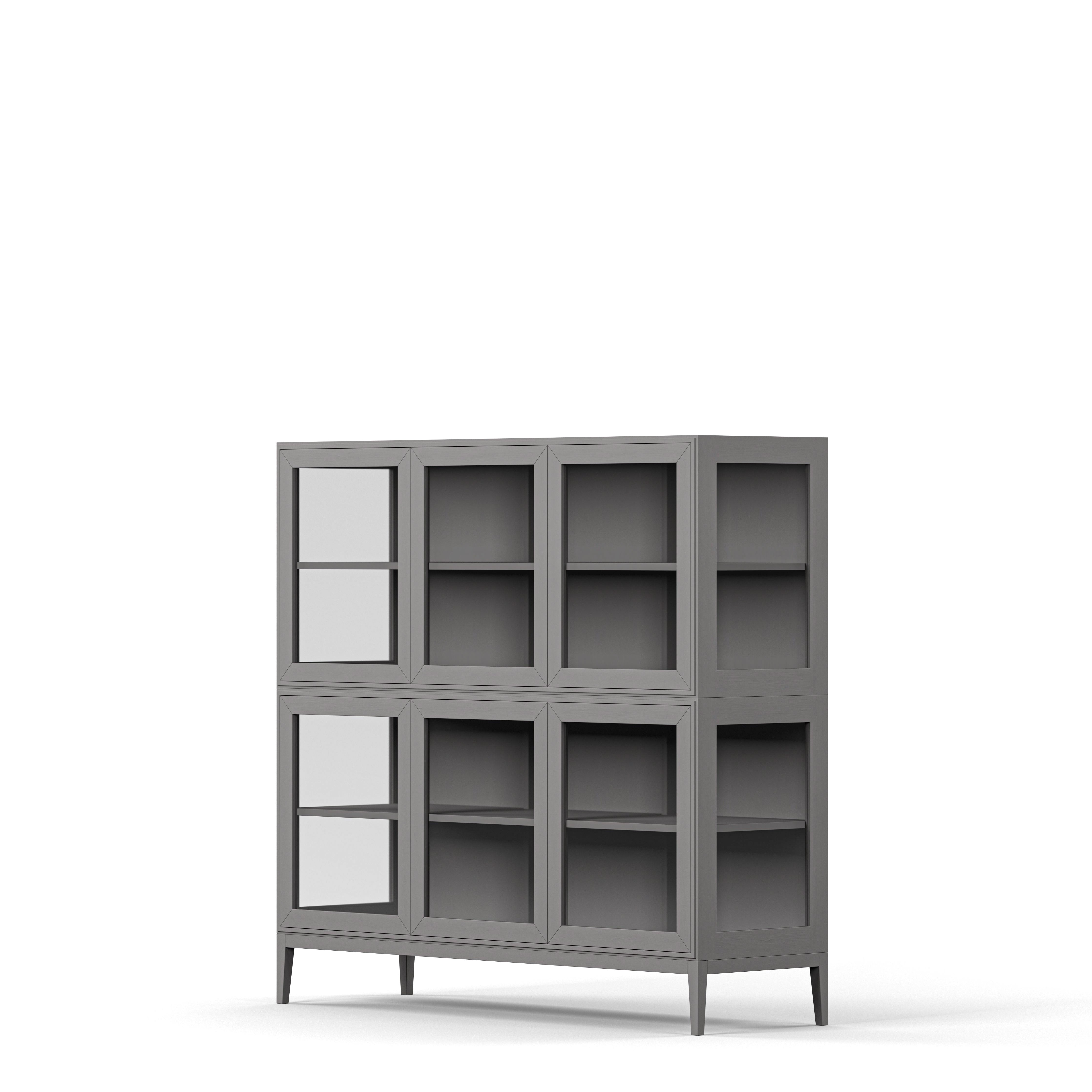 Englesson Skåp Edge 2.0 Vitrinskåp 3 Dörrar, 2-Sektion #Variant_Grey Brushed