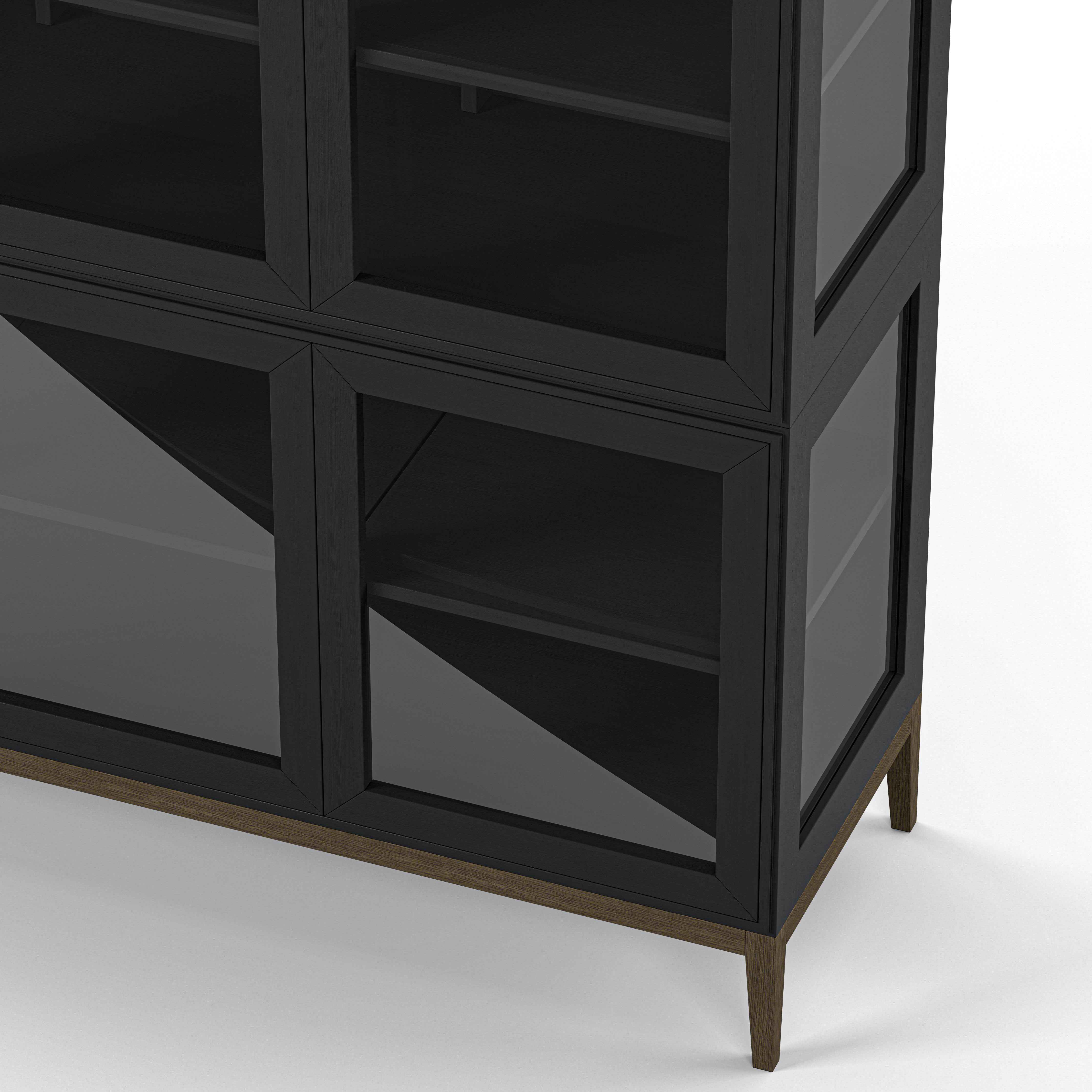 Englesson Skåp Edge 2.0 Vitrinskåp 3 Dörrar, 2-Sektion #Variant_Black Brushed & Burned Walnut