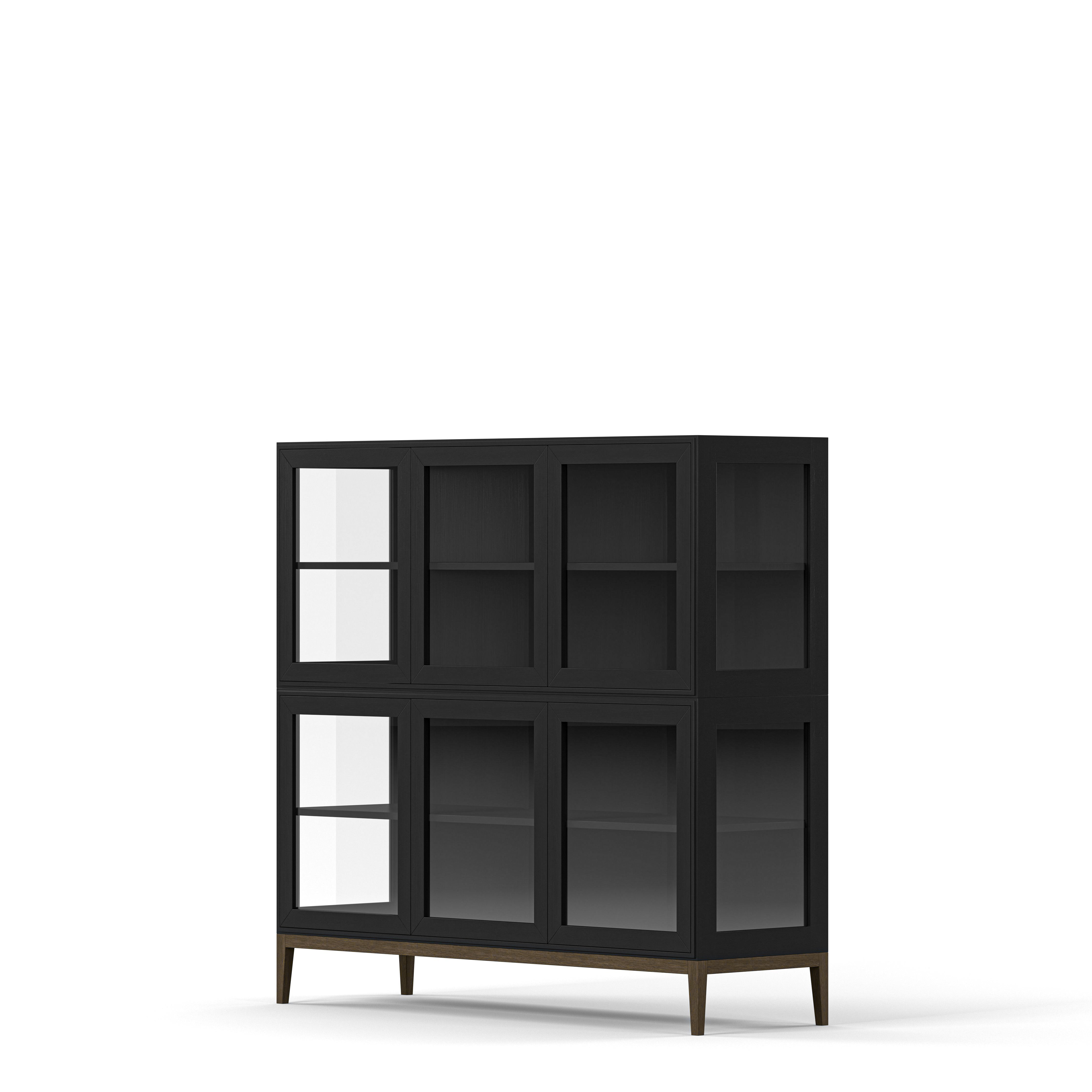Englesson Skåp Edge 2.0 Vitrinskåp 3 Dörrar, 2-Sektion #Variant_Black Brushed & Burned Walnut