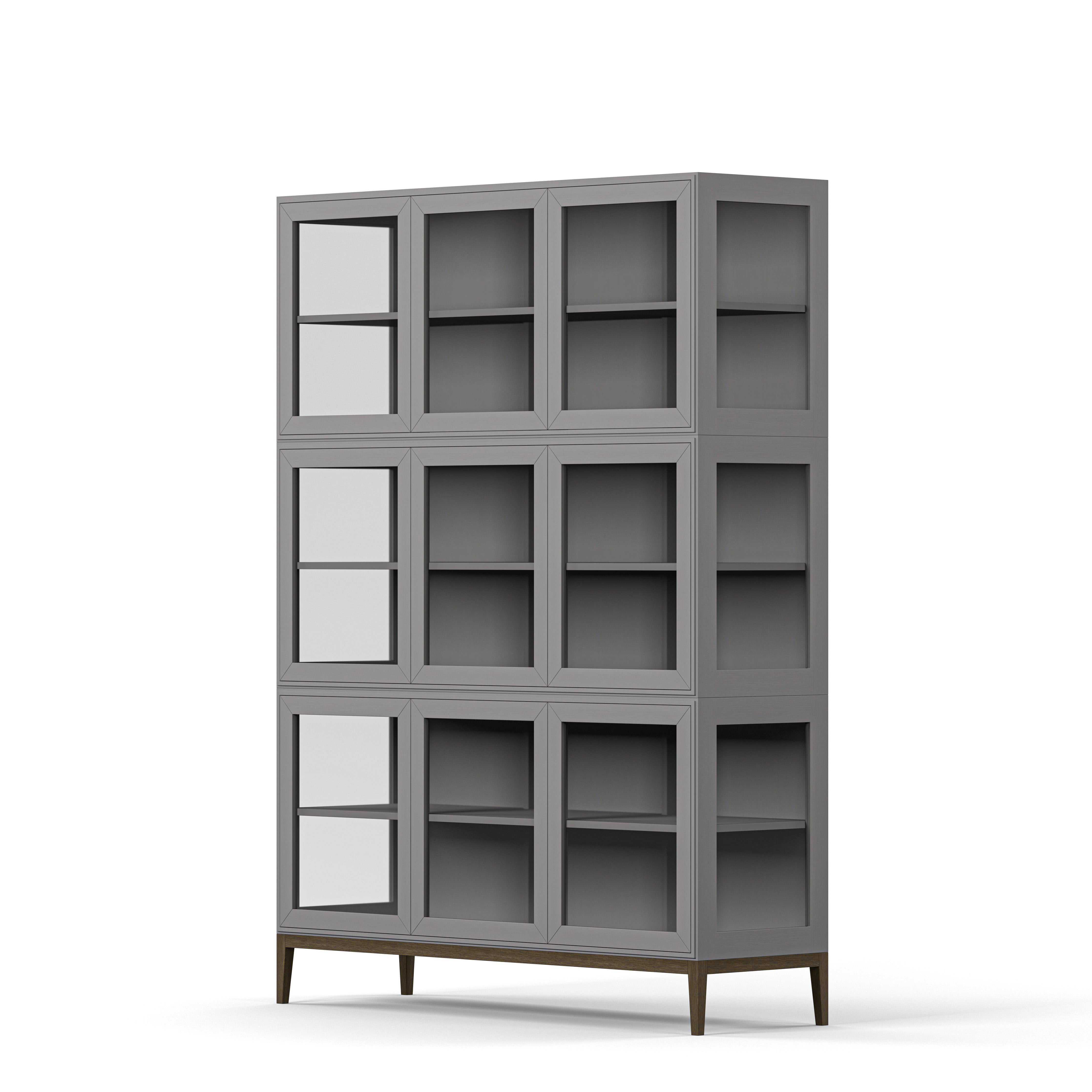 Englesson Skåp Edge 2.0 Vitrinskåp 3 Dörrar, 3-Sektion #Variant_Grey Brushed & Burned Walnut