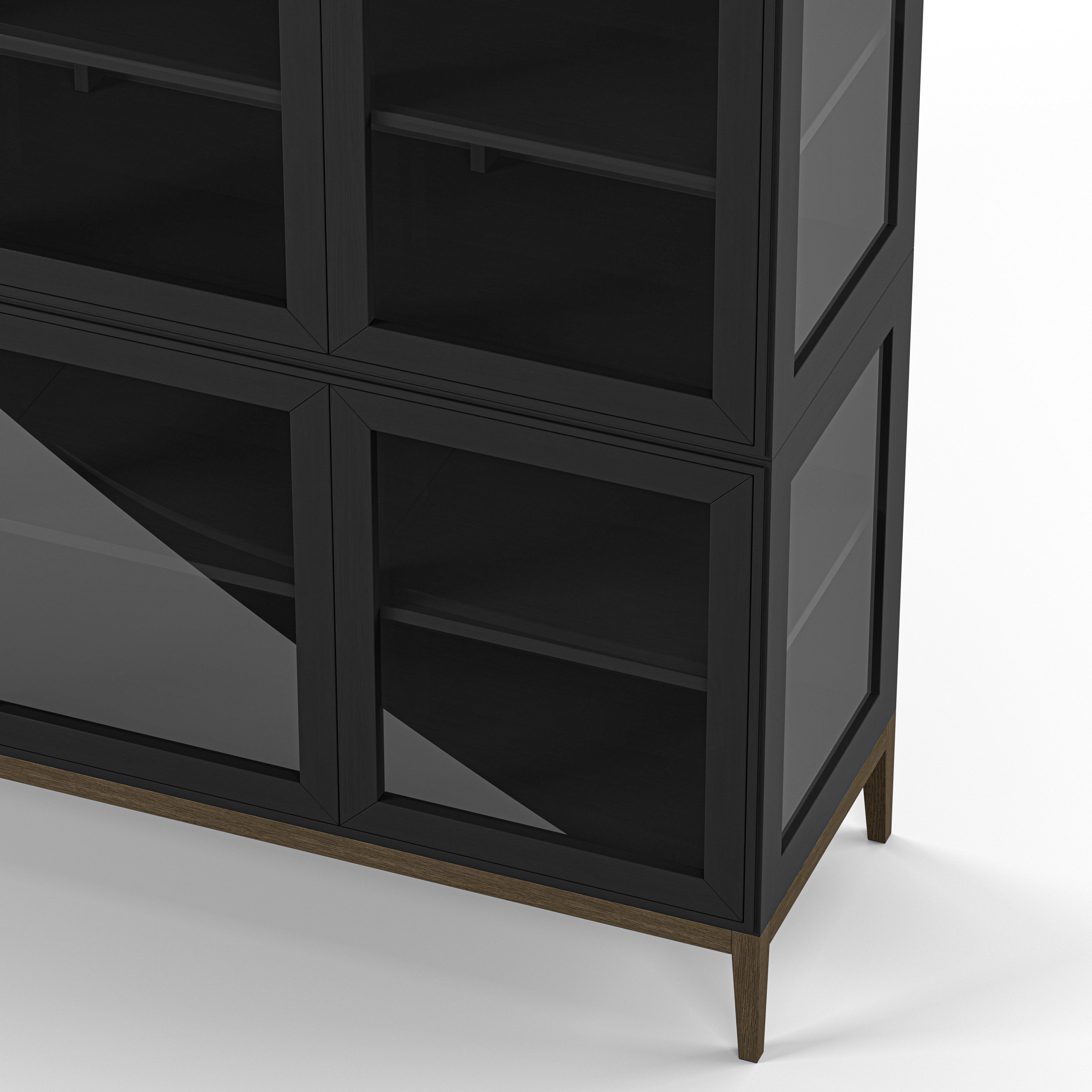 Englesson Skåp Edge 2.0 Vitrinskåp 3 Dörrar, 3-Sektion #Variant_Black Brushed & Burned Walnut