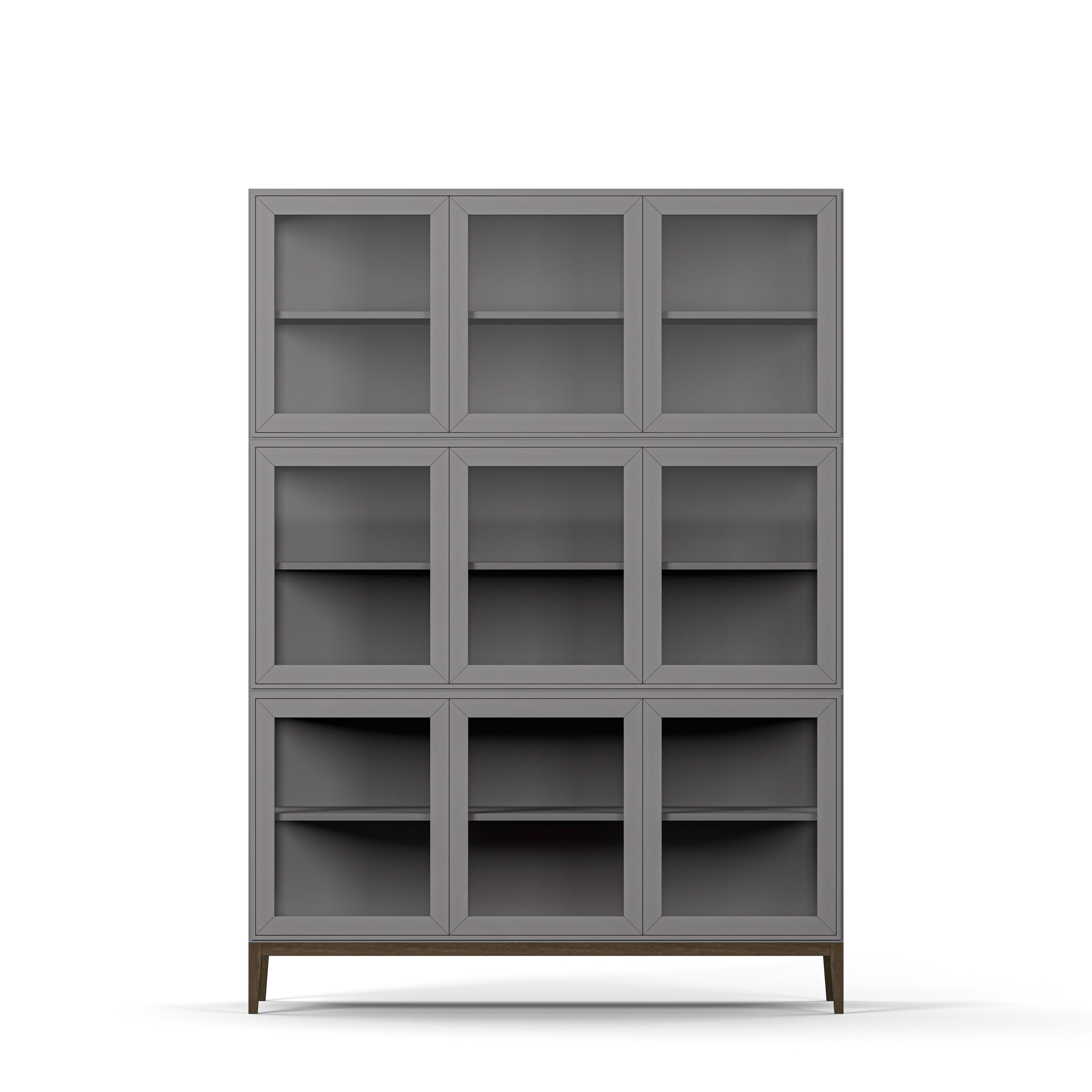 Englesson Skåp Grey Brushed & Burned Walnut Edge 2.0 Vitrinskåp 3 Dörrar, 3-Sektion 7323EGB-BW #Variant_Grey Brushed & Burned Walnut