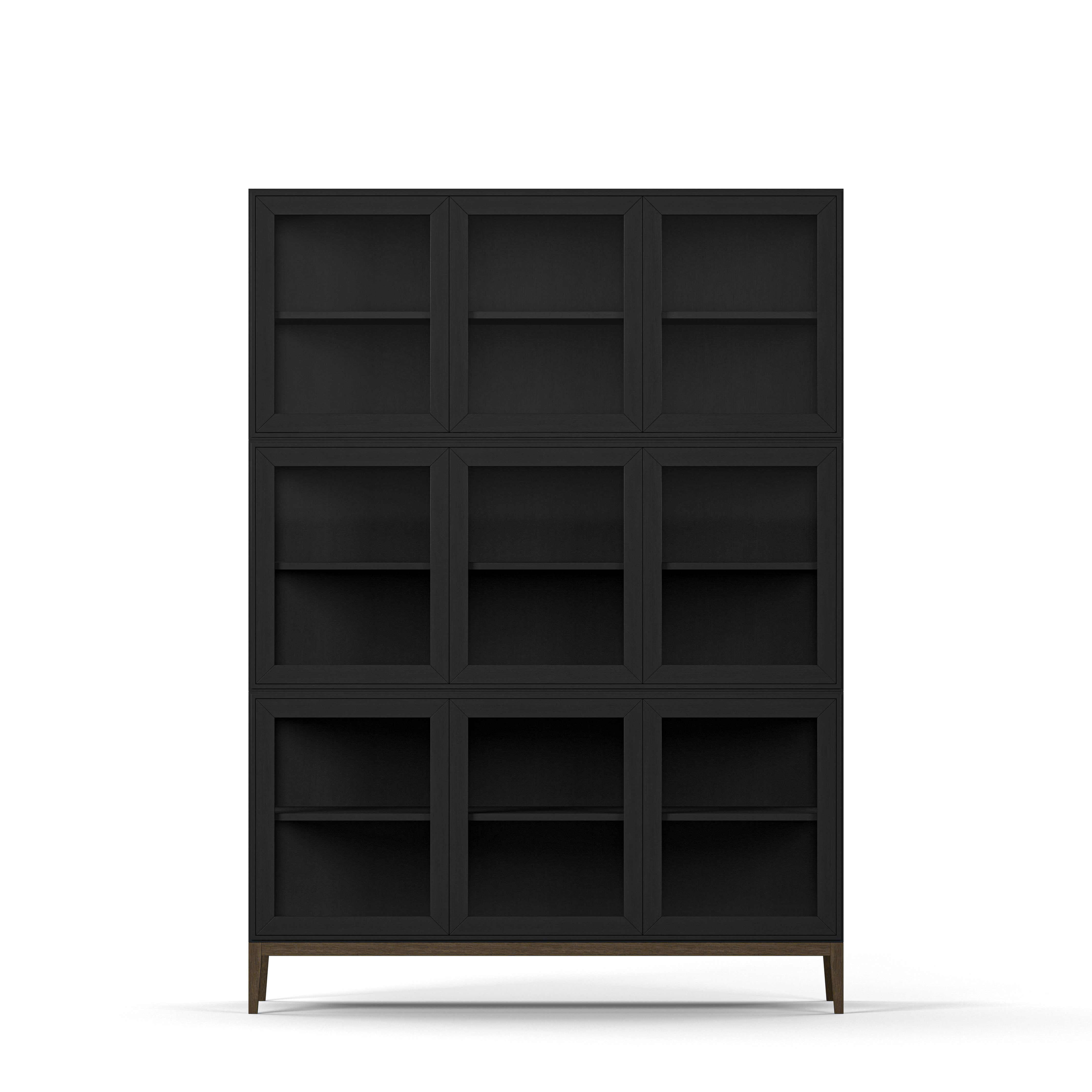 Englesson Skåp Black Brushed & Burned Walnut Edge 2.0 Vitrinskåp 3 Dörrar, 3-Sektion 7323ESB-BW #Variant_Black Brushed & Burned Walnut