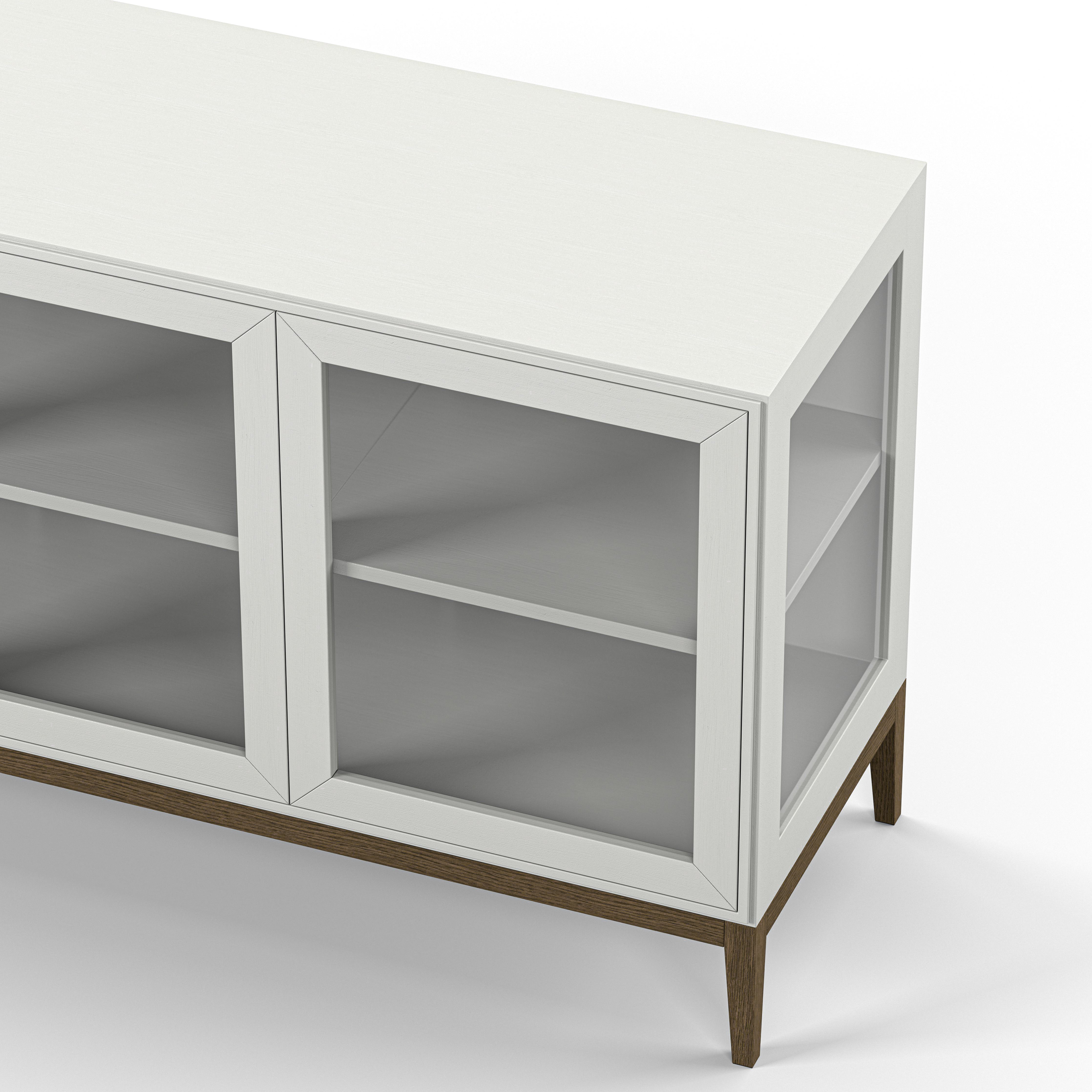Englesson Skåp Edge 2.0 Vitrinskåp 4 Dörrar, 1-Sektion #Variant_White & Burned Walnut