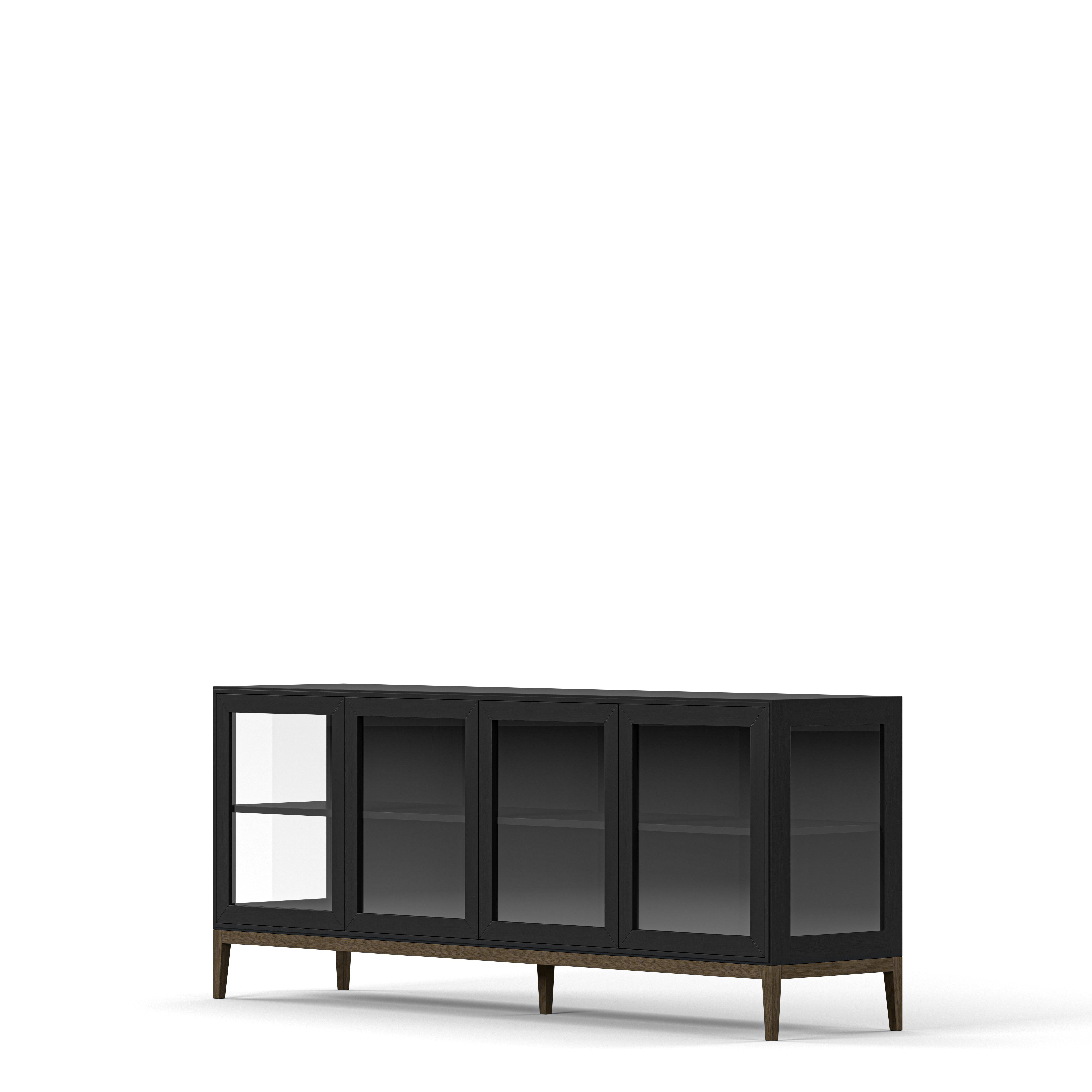 Englesson Skåp Edge 2.0 Vitrinskåp 4 Dörrar, 1-Sektion #Variant_Black Brushed & Burned Walnut