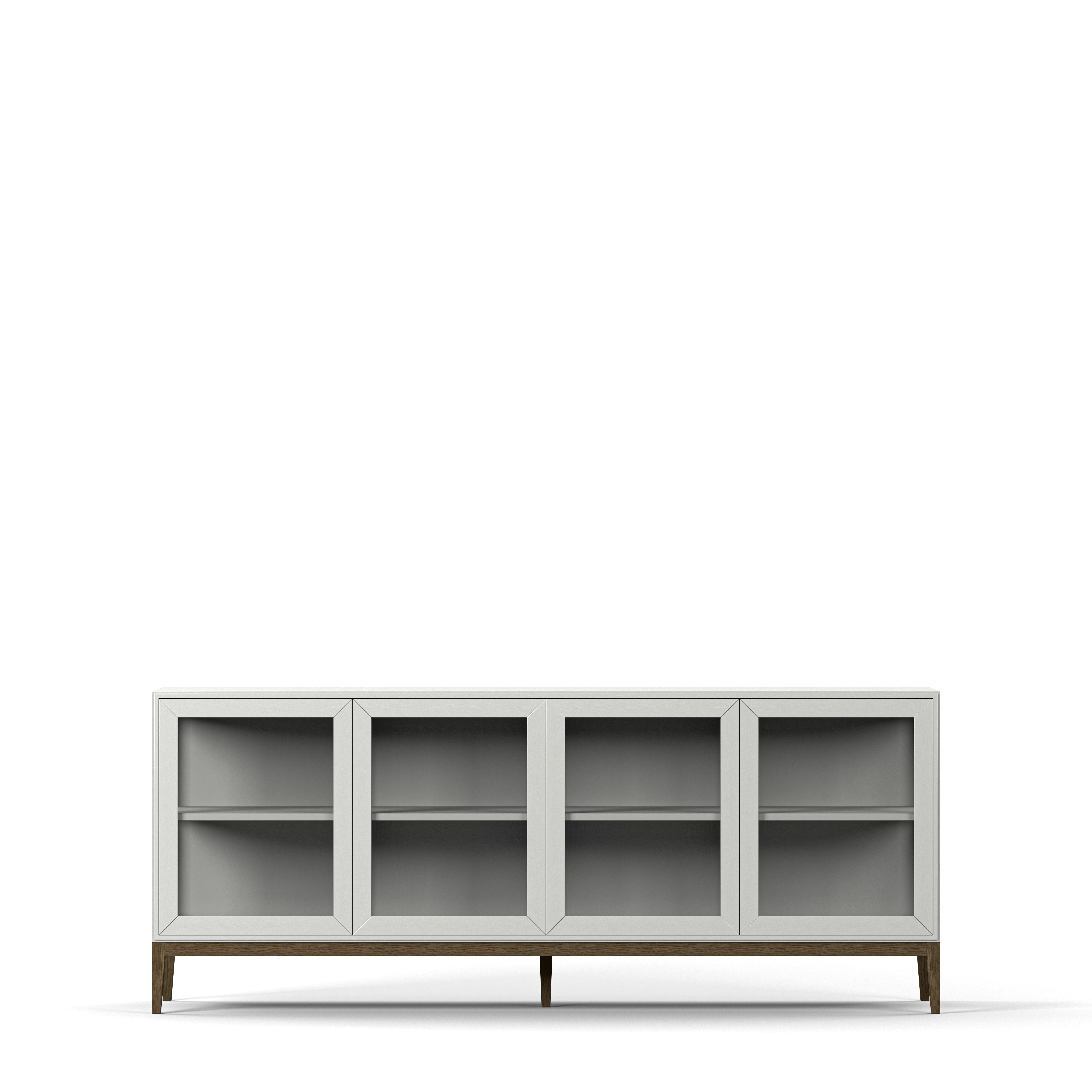 Englesson Skåp White & Burned Walnut Edge 2.0 Vitrinskåp 4 Dörrar, 1-Sektion 7124DB-BW #Variant_White & Burned Walnut