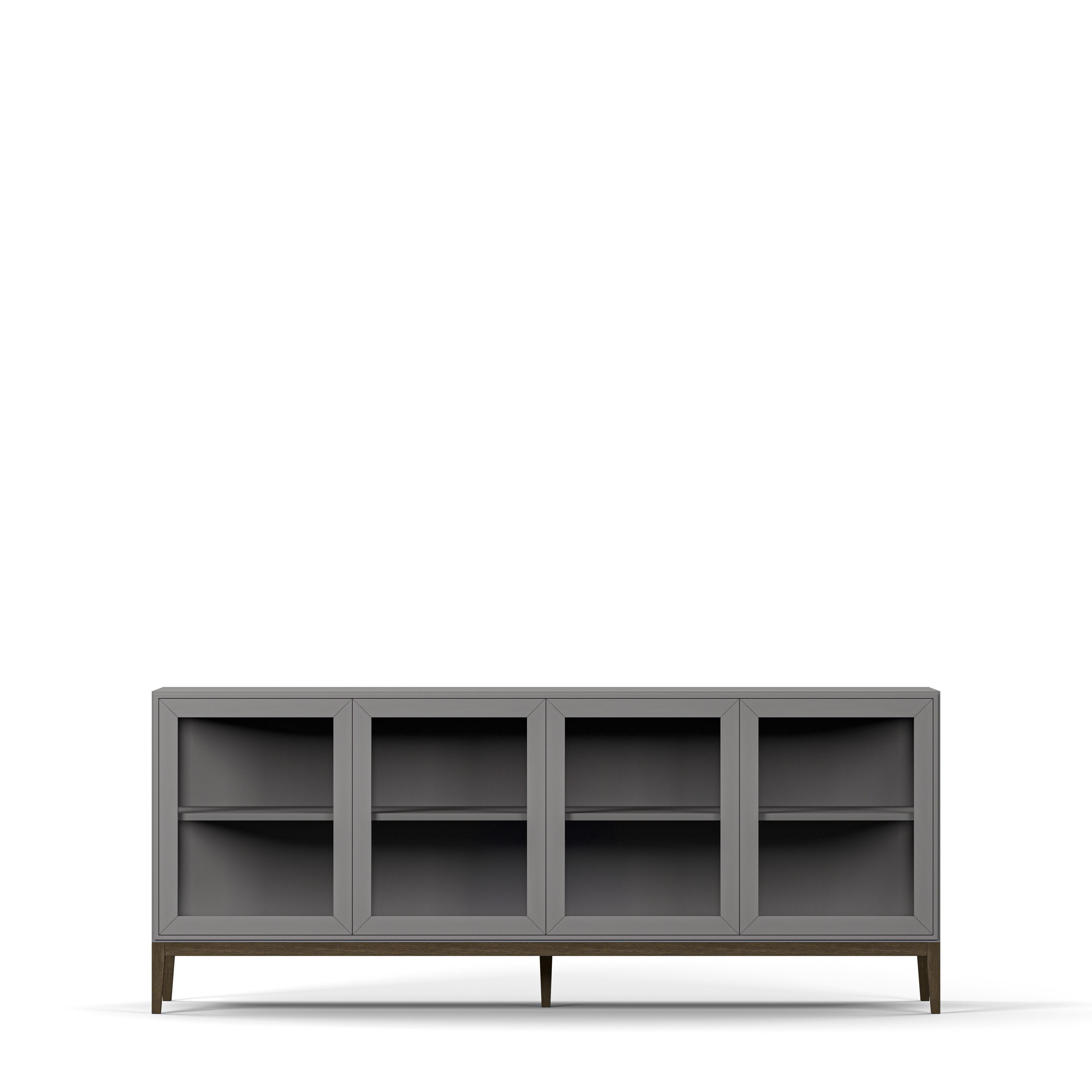 Englesson Skåp Grey Brushed & Burned Walnut Edge 2.0 Vitrinskåp 4 Dörrar, 1-Sektion 7124EGB-BW #Variant_Grey Brushed & Burned Walnut