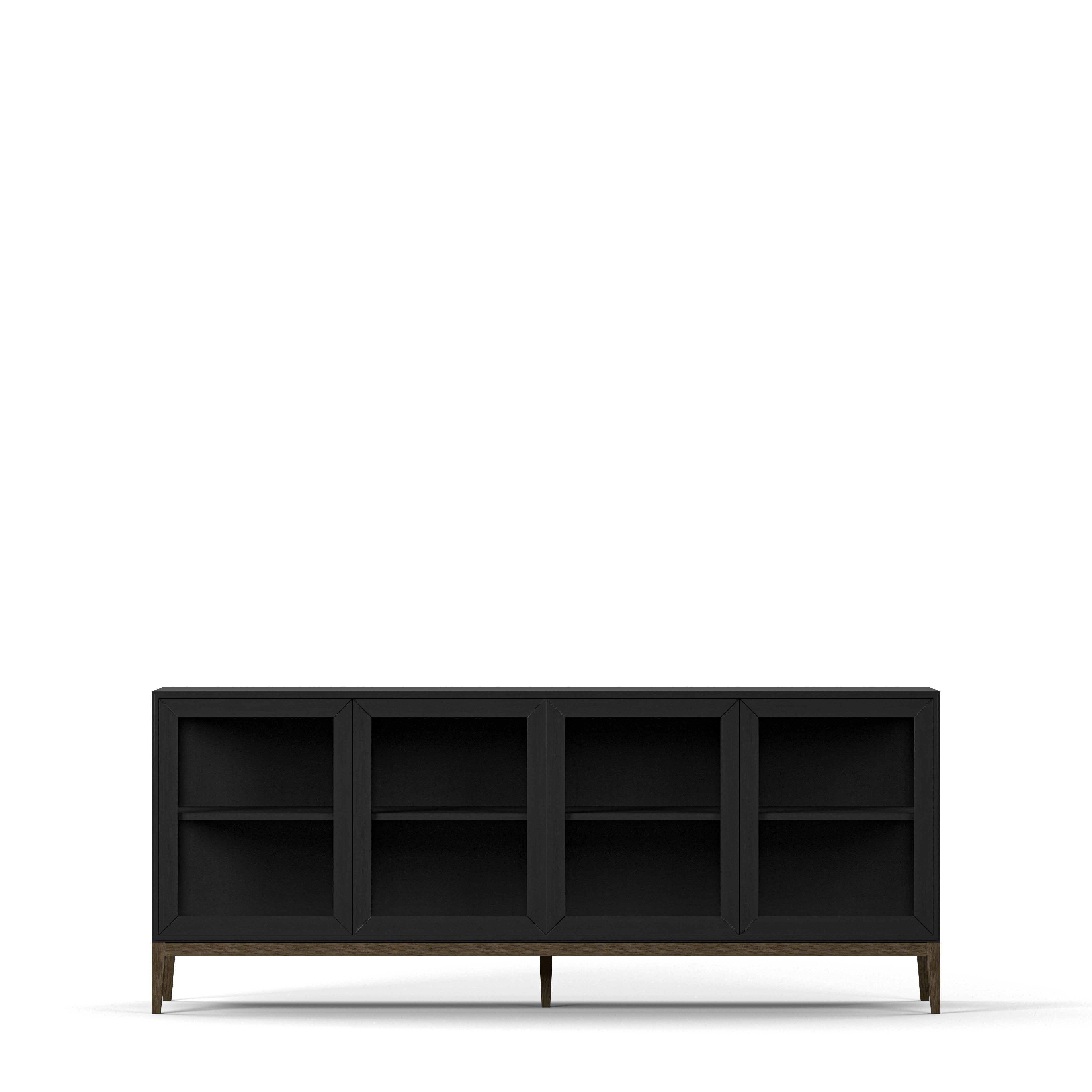 Englesson Skåp Black Brushed & Burned Walnut Edge 2.0 Vitrinskåp 4 Dörrar, 1-Sektion 7124ESB-BW #Variant_Black Brushed & Burned Walnut