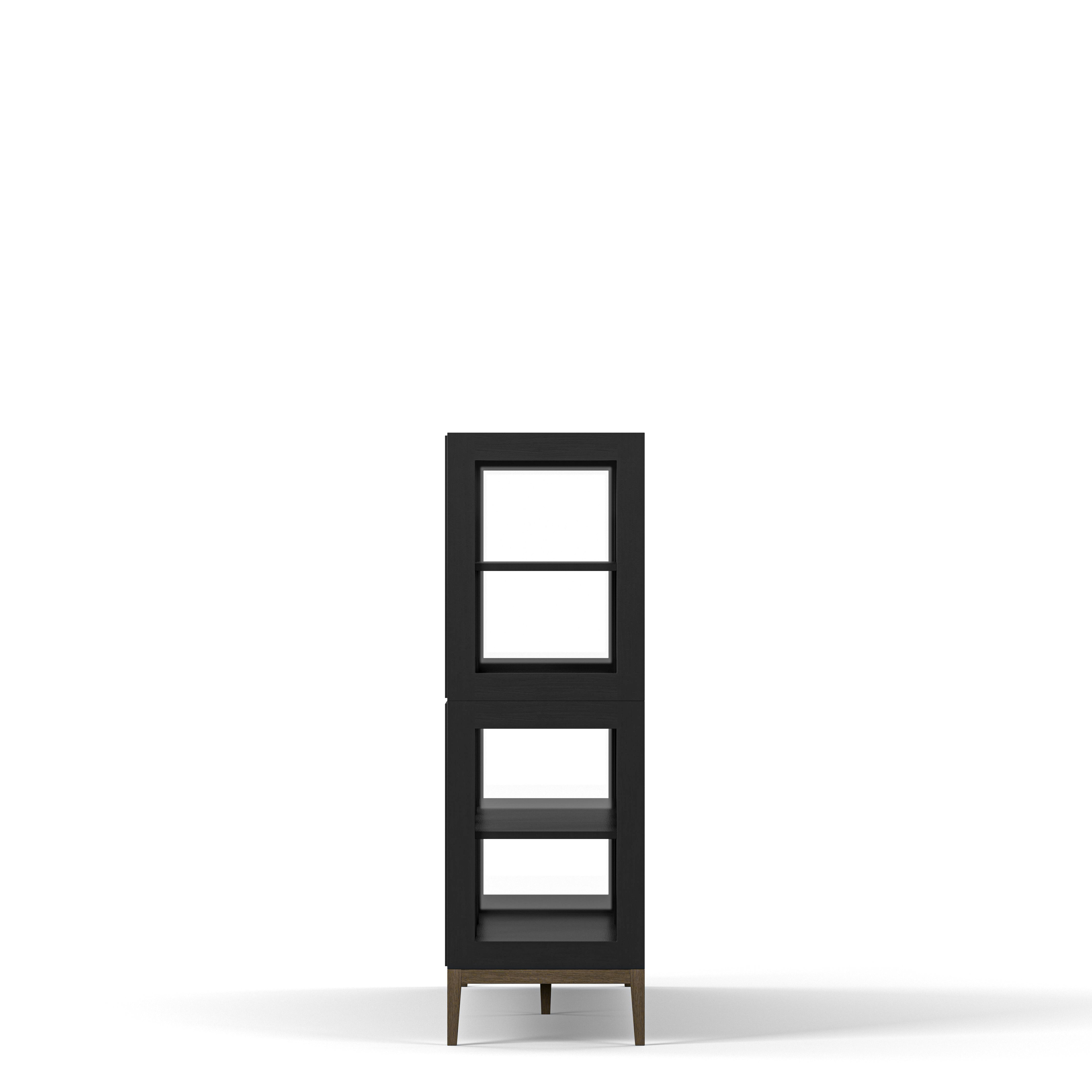 Englesson Skåp Edge 2.0 Vitrinskåp 4 Dörrar, 2-Sektion #Variant_Black Brushed & Burned Walnut