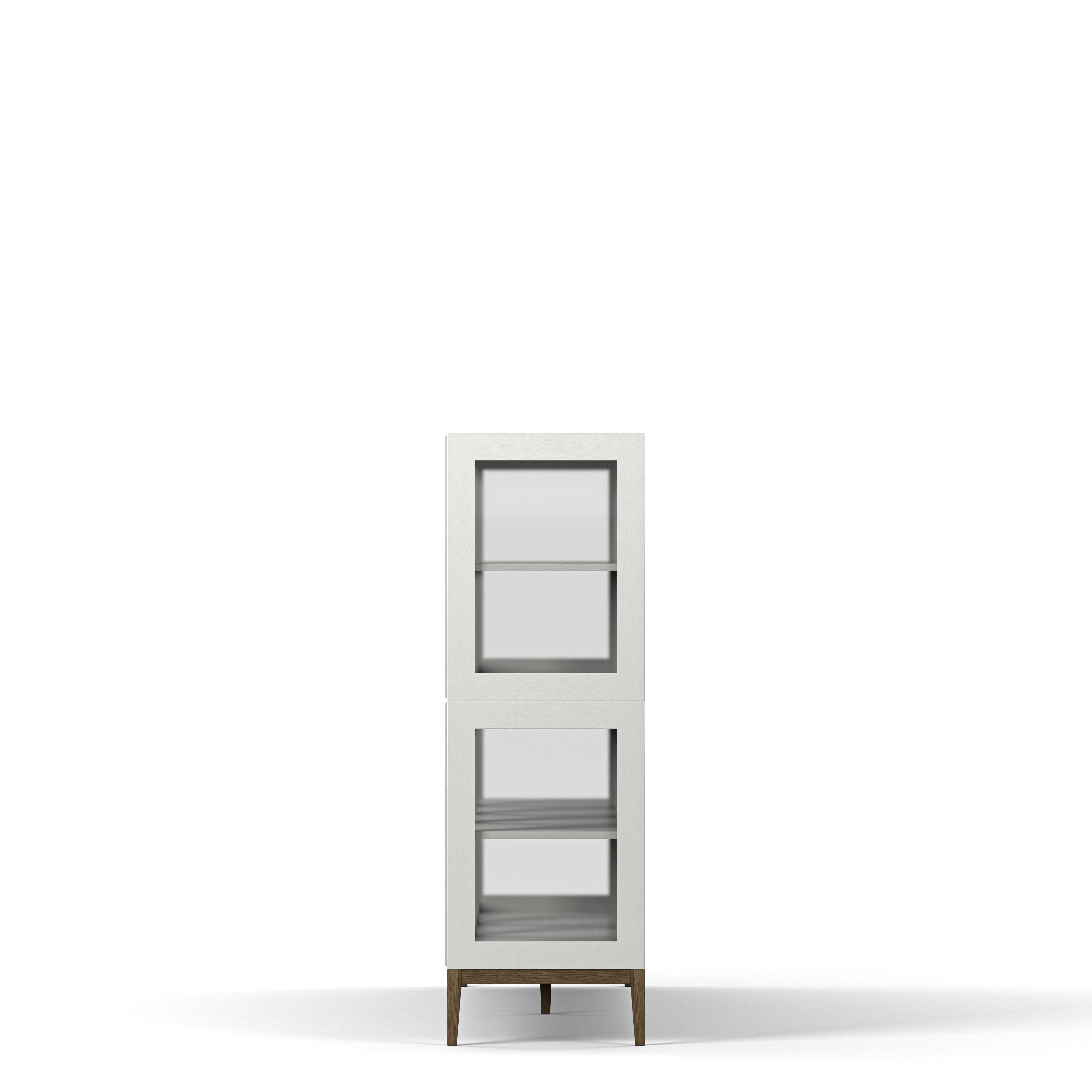 Englesson Skåp Edge 2.0 Vitrinskåp 4 Dörrar, 2-Sektion #Variant_White & Burned Walnut