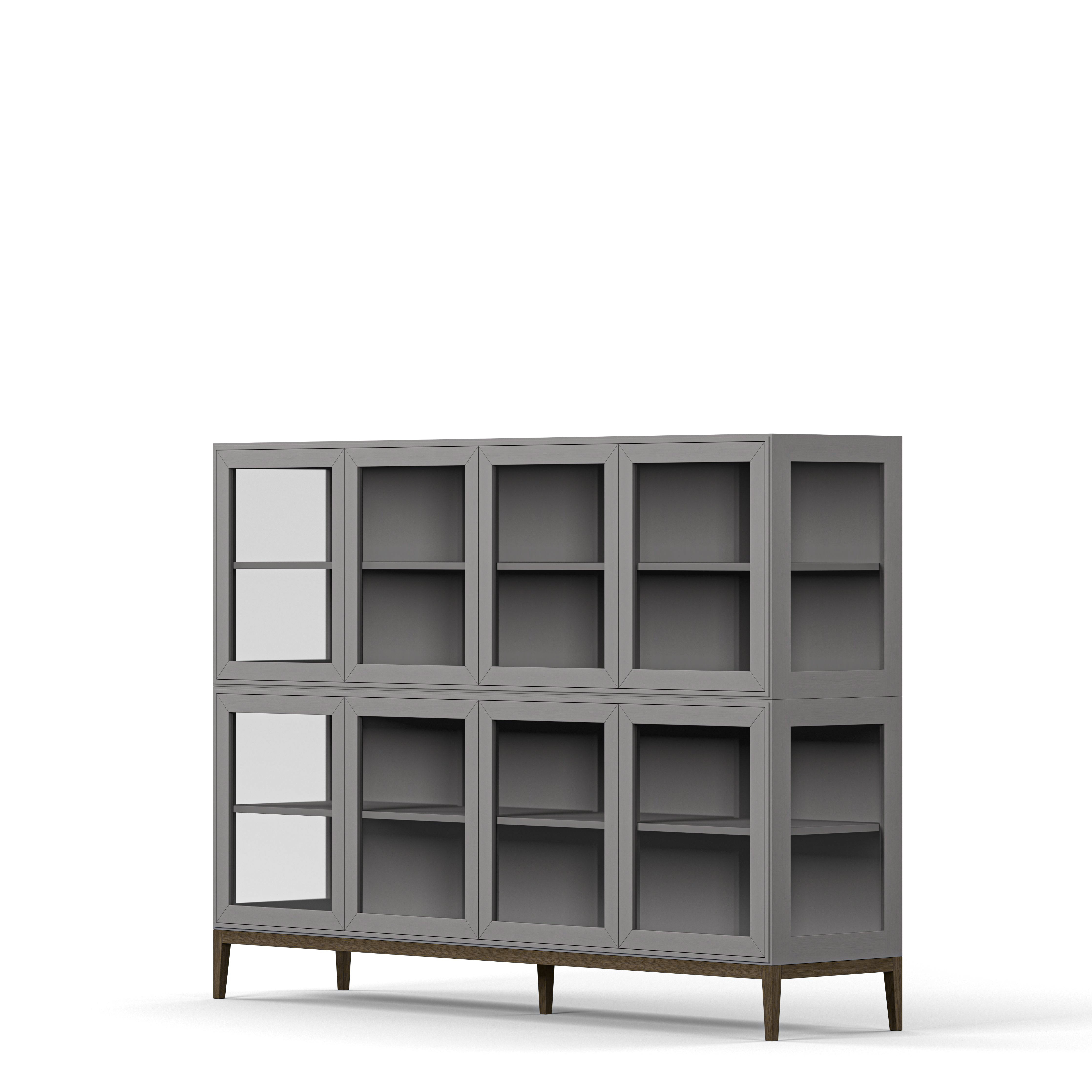 Englesson Skåp Edge 2.0 Vitrinskåp 4 Dörrar, 2-Sektion #Variant_Grey Brushed & Burned Walnut