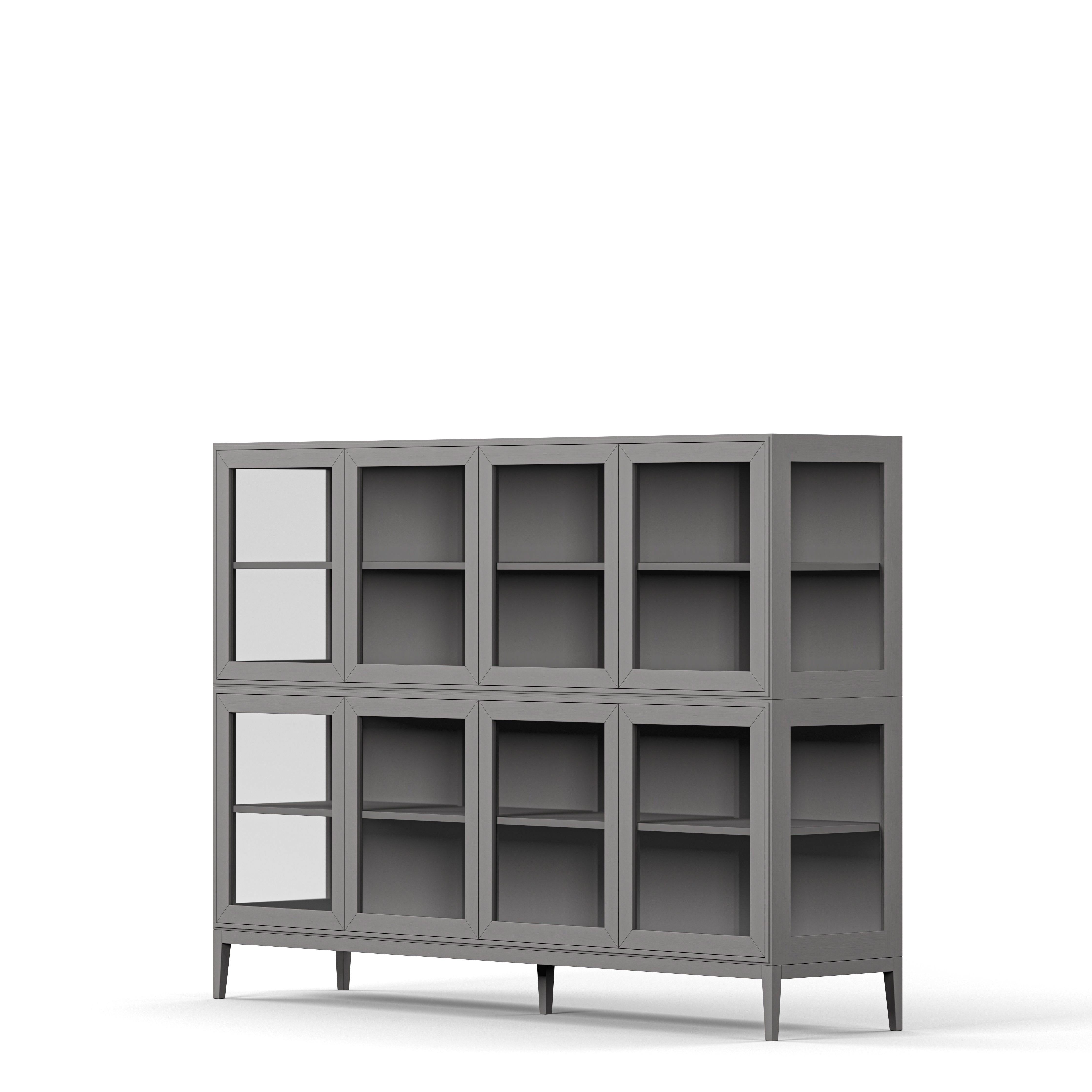Englesson Skåp Edge 2.0 Vitrinskåp 4 Dörrar, 2-Sektion #Variant_Grey Brushed