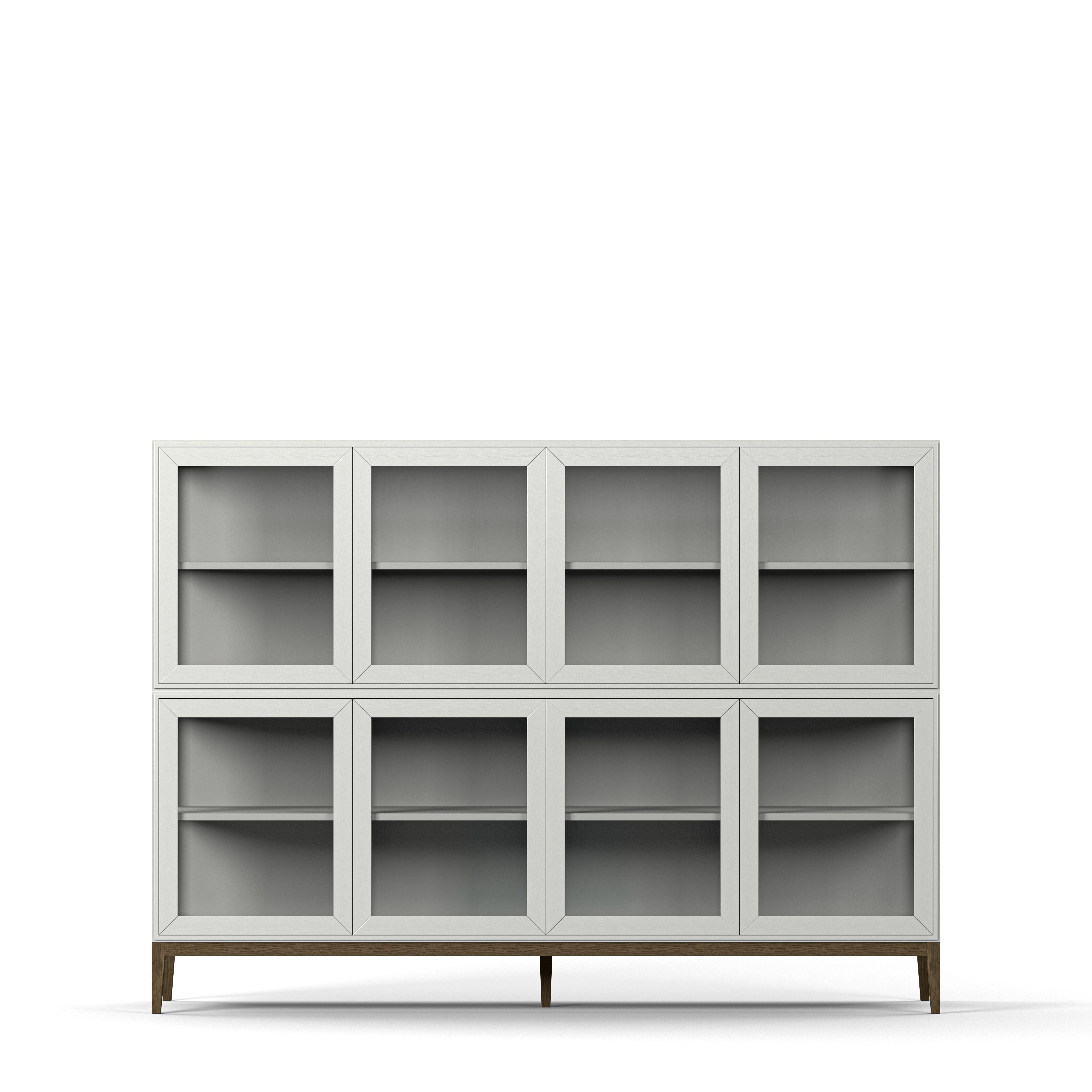 Englesson Skåp White & Burned Walnut Edge 2.0 Vitrinskåp 4 Dörrar, 2-Sektion 7224DB-BW #Variant_White & Burned Walnut