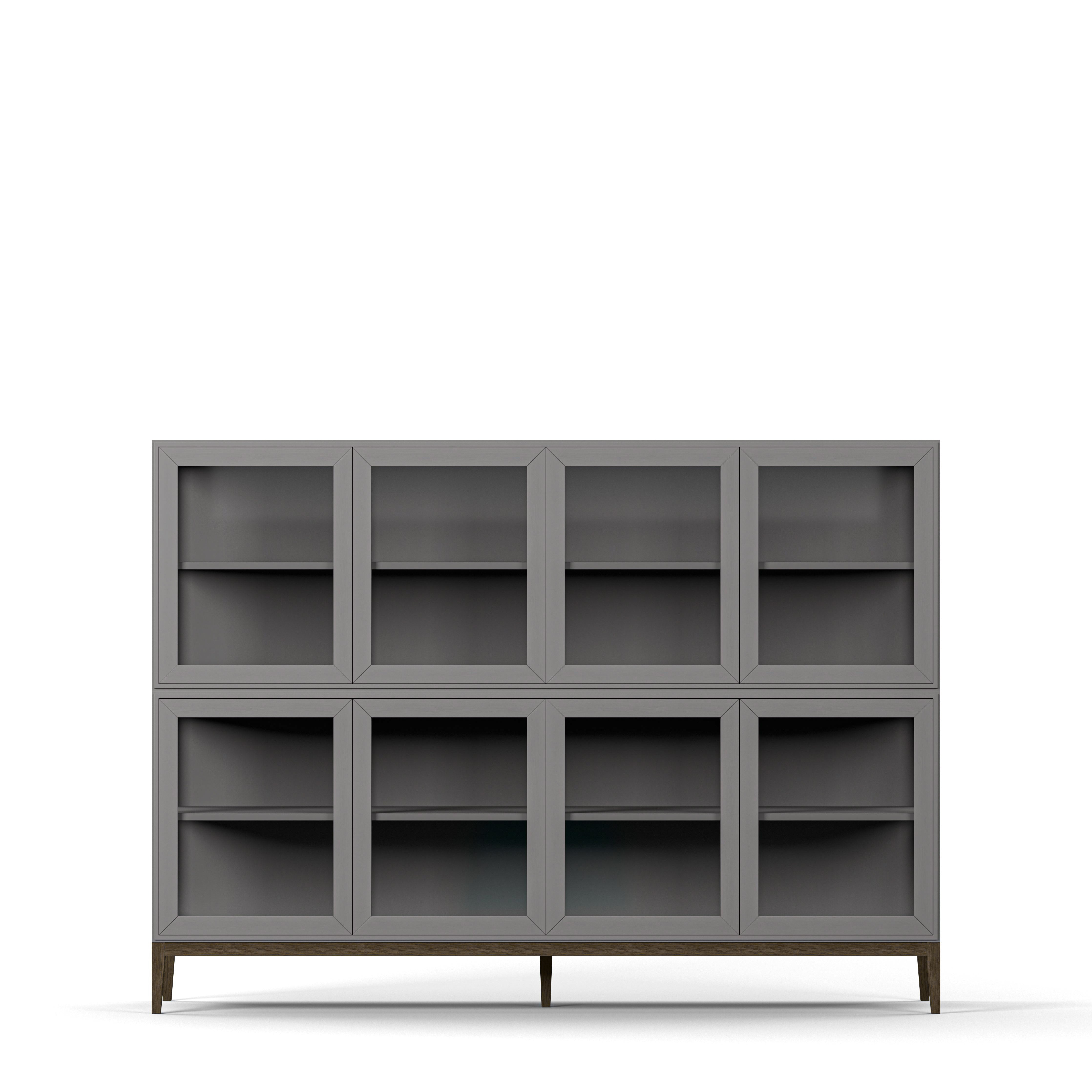 Englesson Skåp Grey Brushed & Burned Walnut Edge 2.0 Vitrinskåp 4 Dörrar, 2-Sektion 7224EGB-BW #Variant_Grey Brushed & Burned Walnut