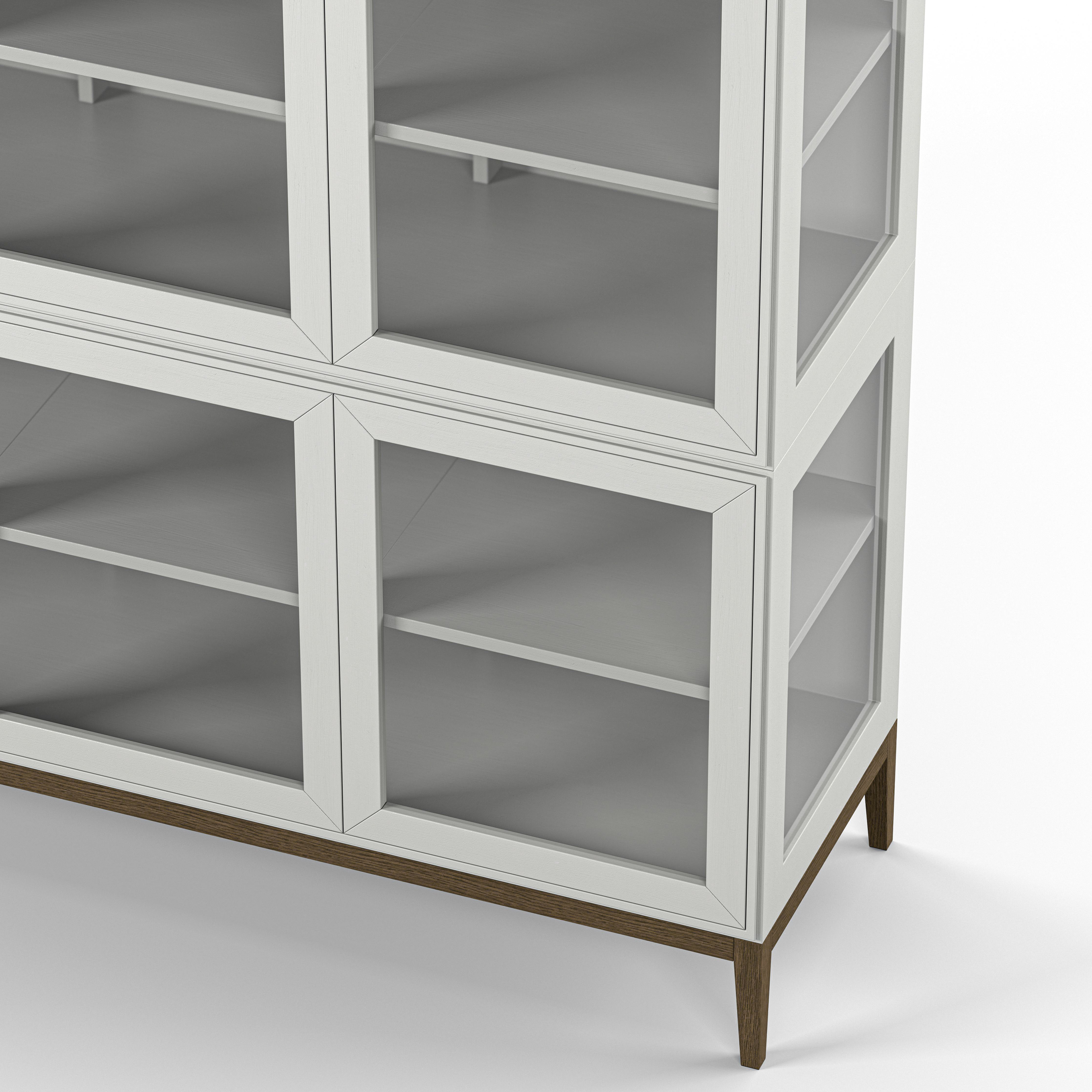 Englesson Skåp Edge 2.0 Vitrinskåp 4 Dörrar, 3-Sektion #Variant_White & Burned Walnut