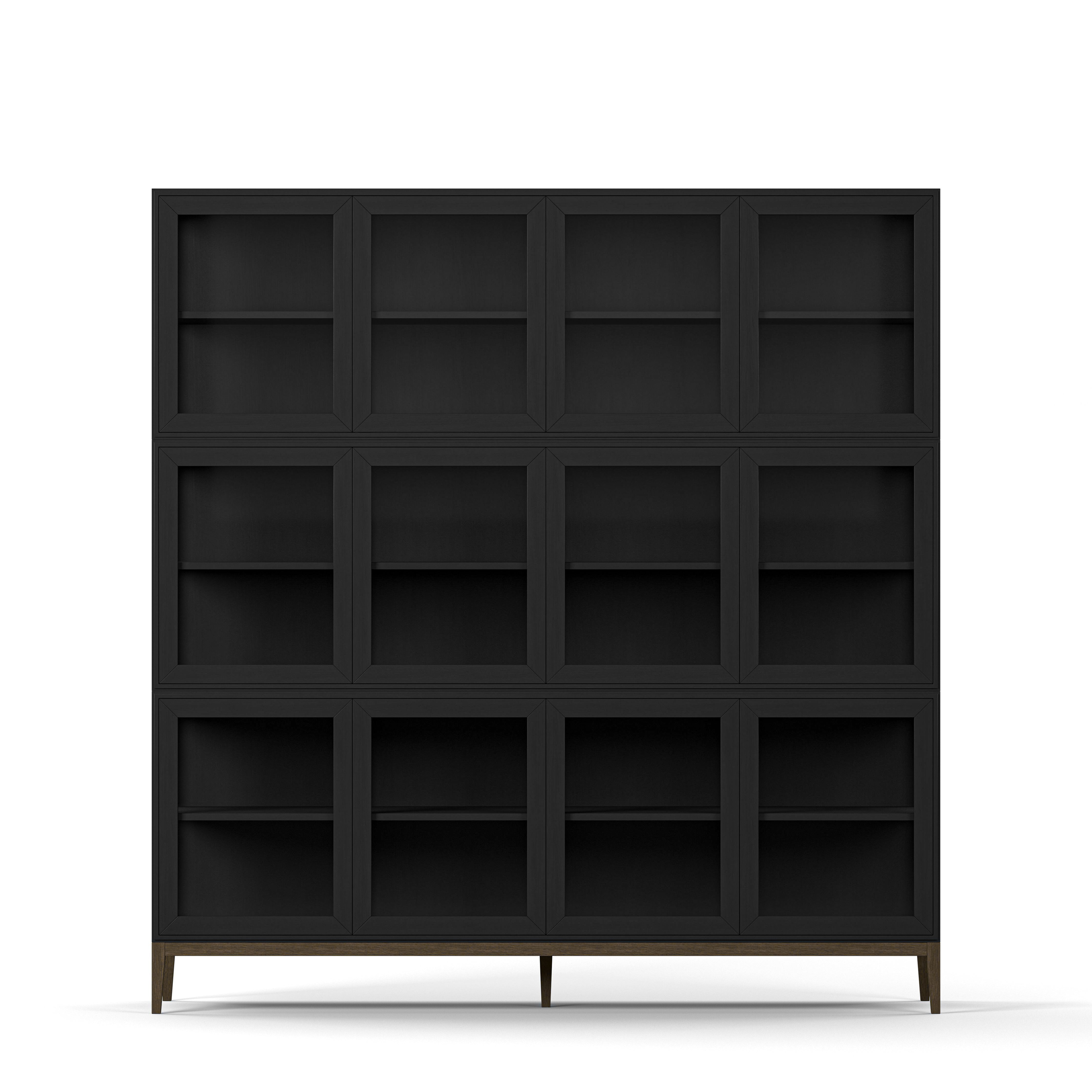 Englesson Skåp Black Brushed & Burned Walnut Edge 2.0 Vitrinskåp 4 Dörrar, 3-Sektion 7324ESB-BW #Variant_Black Brushed & Burned Walnut