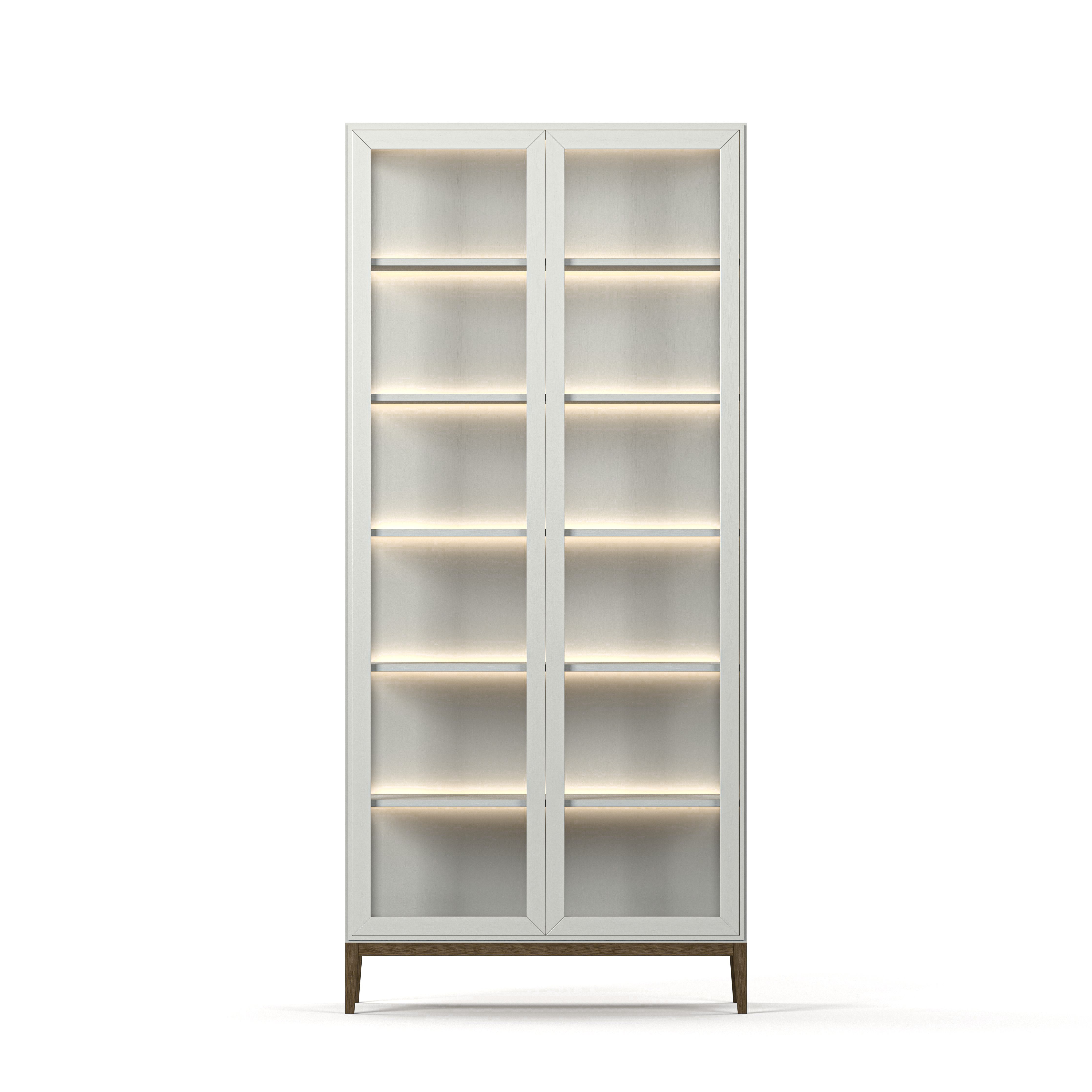 Englesson Skåp White & Burned Walnut Edge 2.0 Vitrinskåp Med Belysning 739DB-BW #Variant_White & Burned Walnut