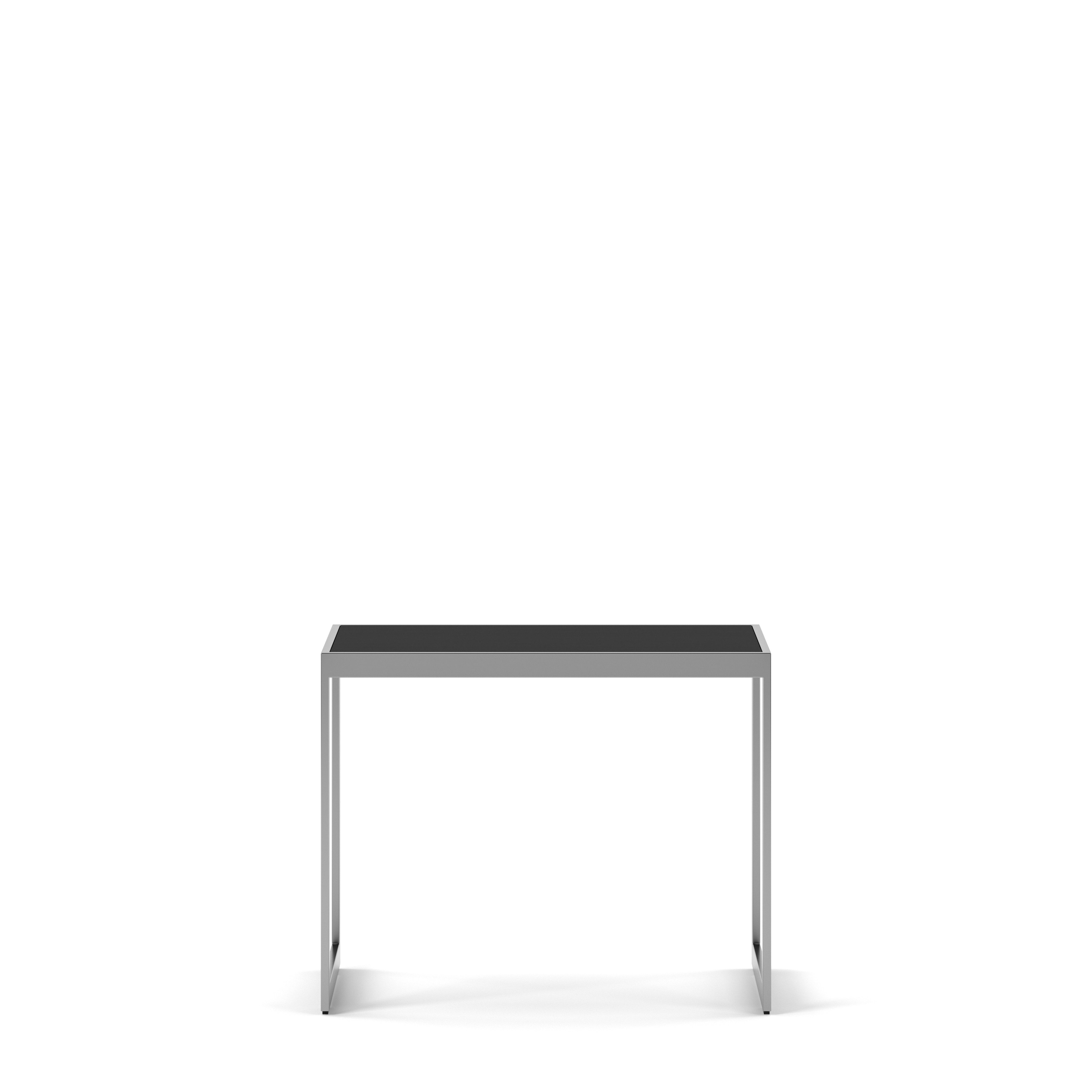 Englesson Bord Square Sidobord #Variant_Silvergrå Metall & Black Oak 