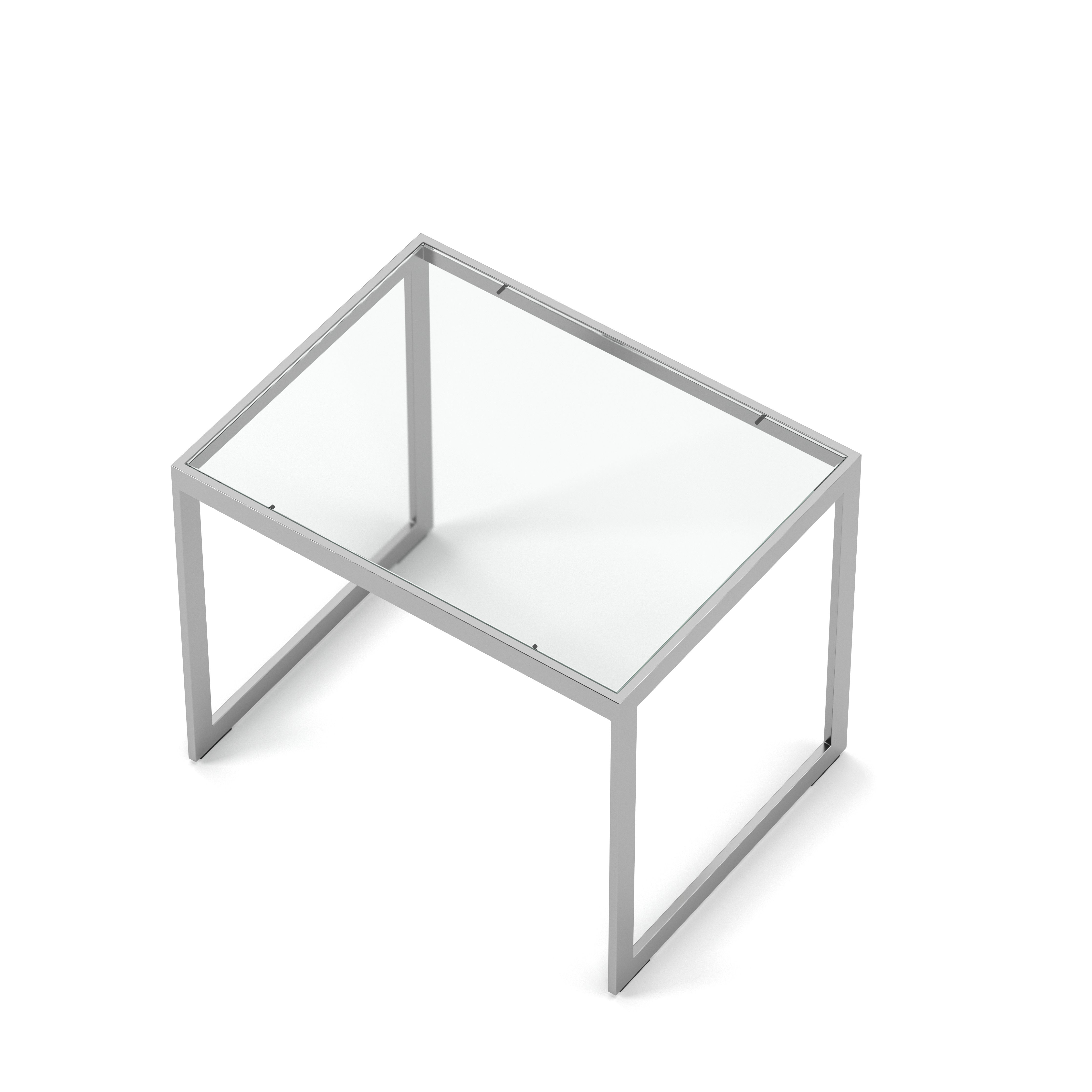 Englesson Bord Square Sidobord #Variant_Silvergrå Metall & Glas 