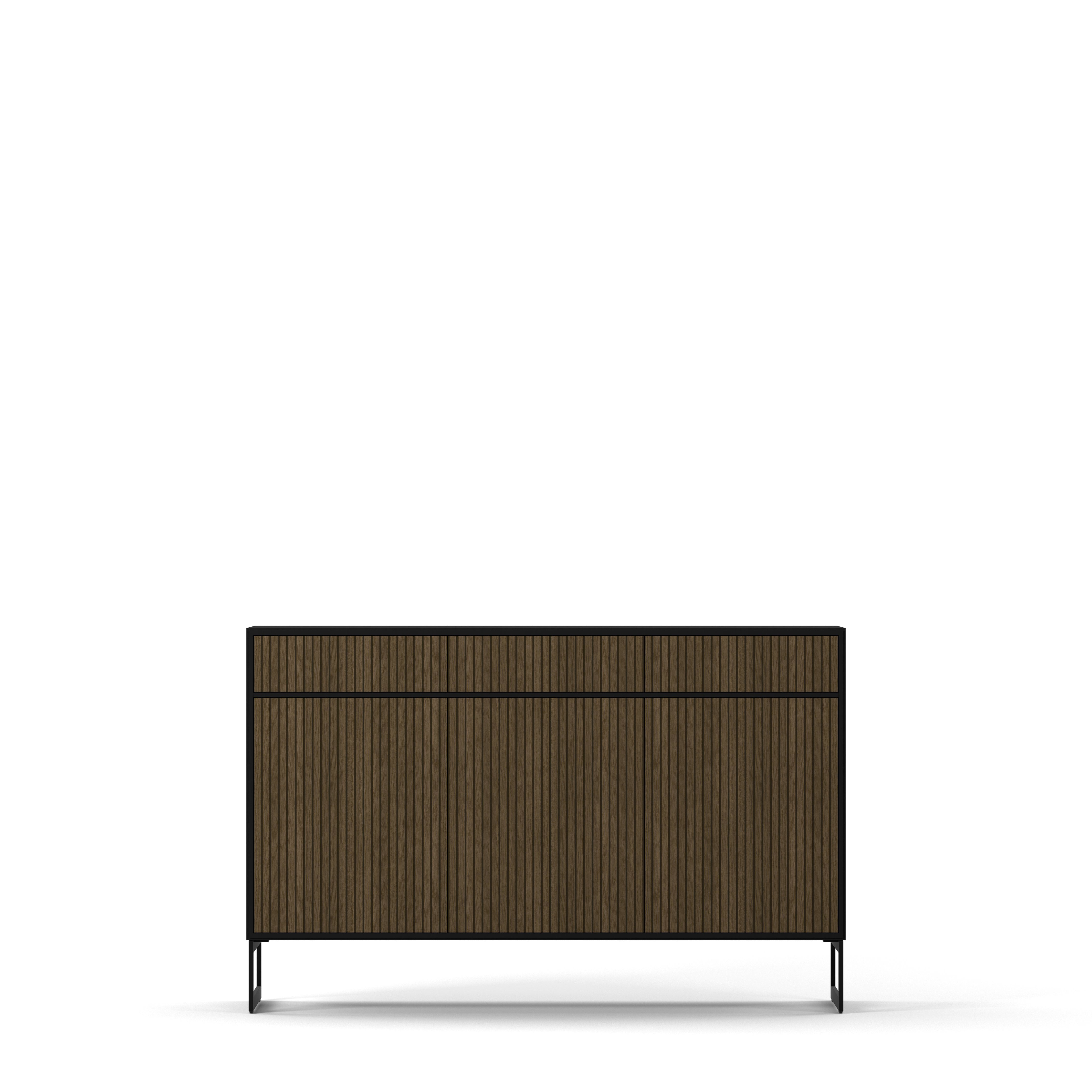 Englesson Skänkar Black & Burned Walnut Line Burned Walnut Skänk 3 Dörrar Hög 6812BW-B #Variant_Black & Burned Walnut 