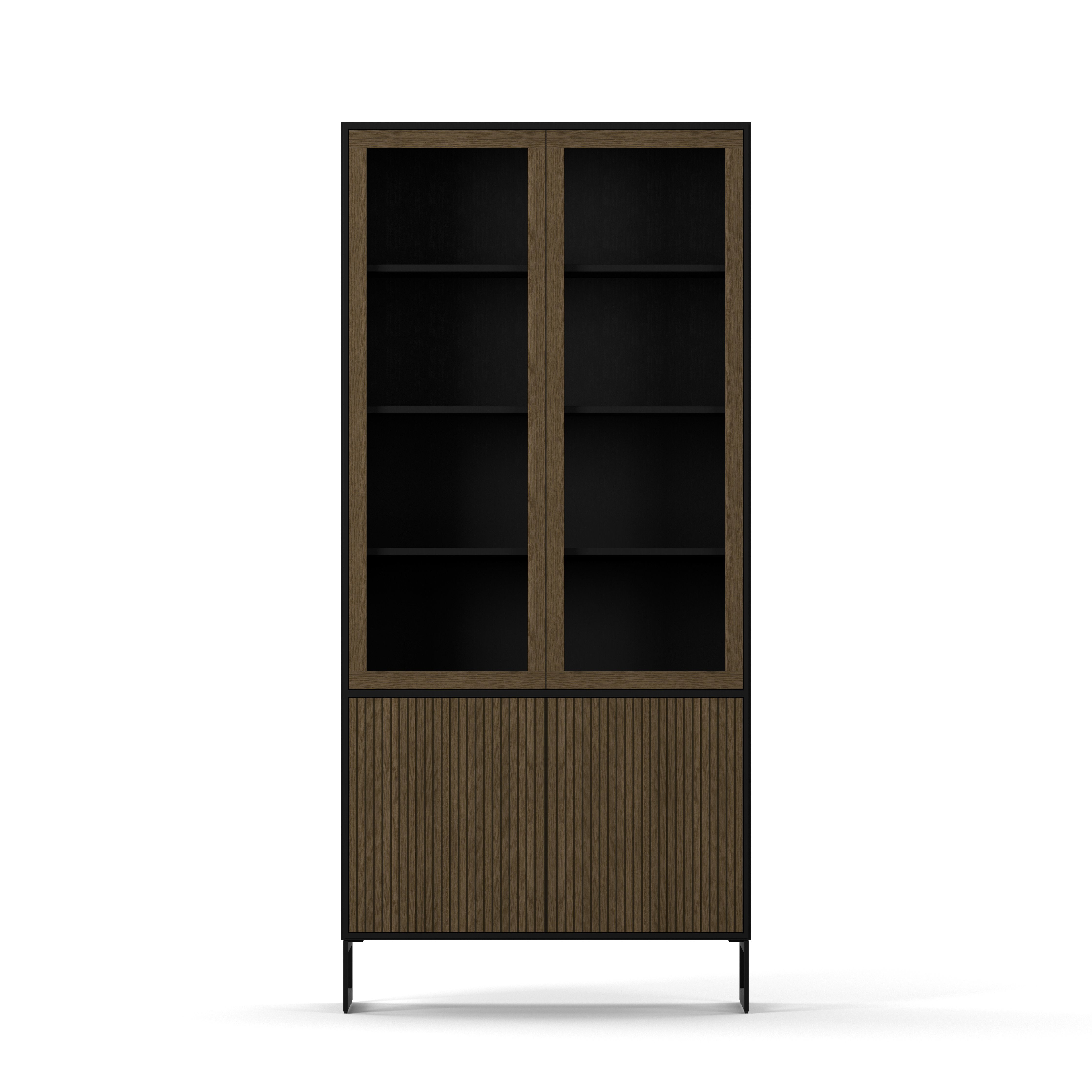 Line Burned Walnut Display Cabinet
